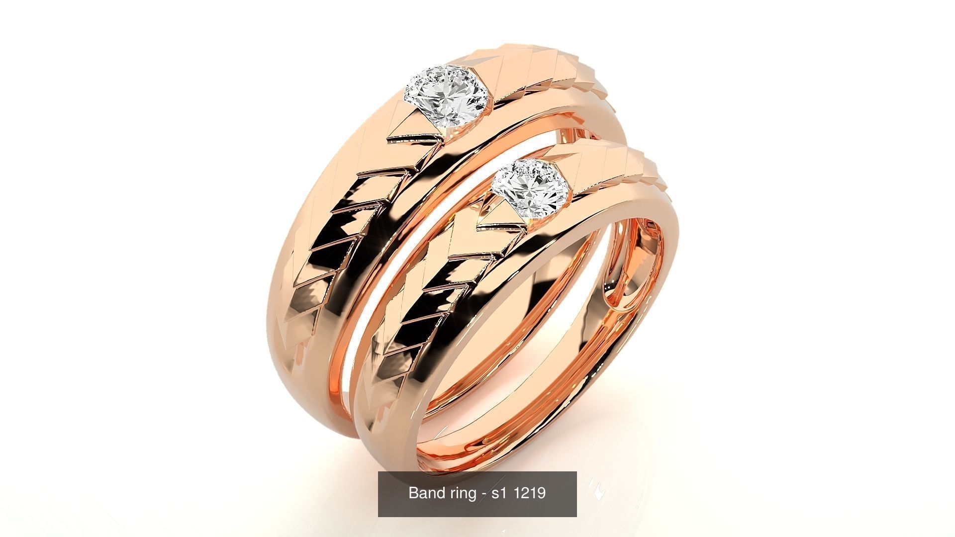150 Solitaire Couple Bands Ring  3D Model Collection_118