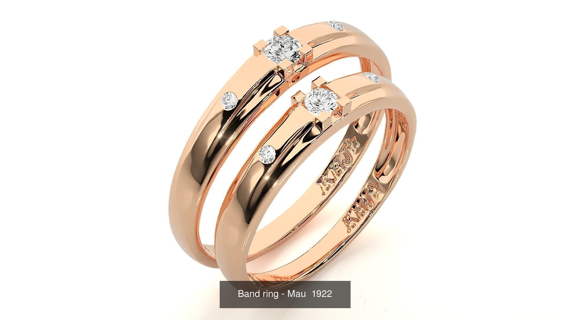 150 Solitaire Couple Bands Ring  3D Model Collection_94
