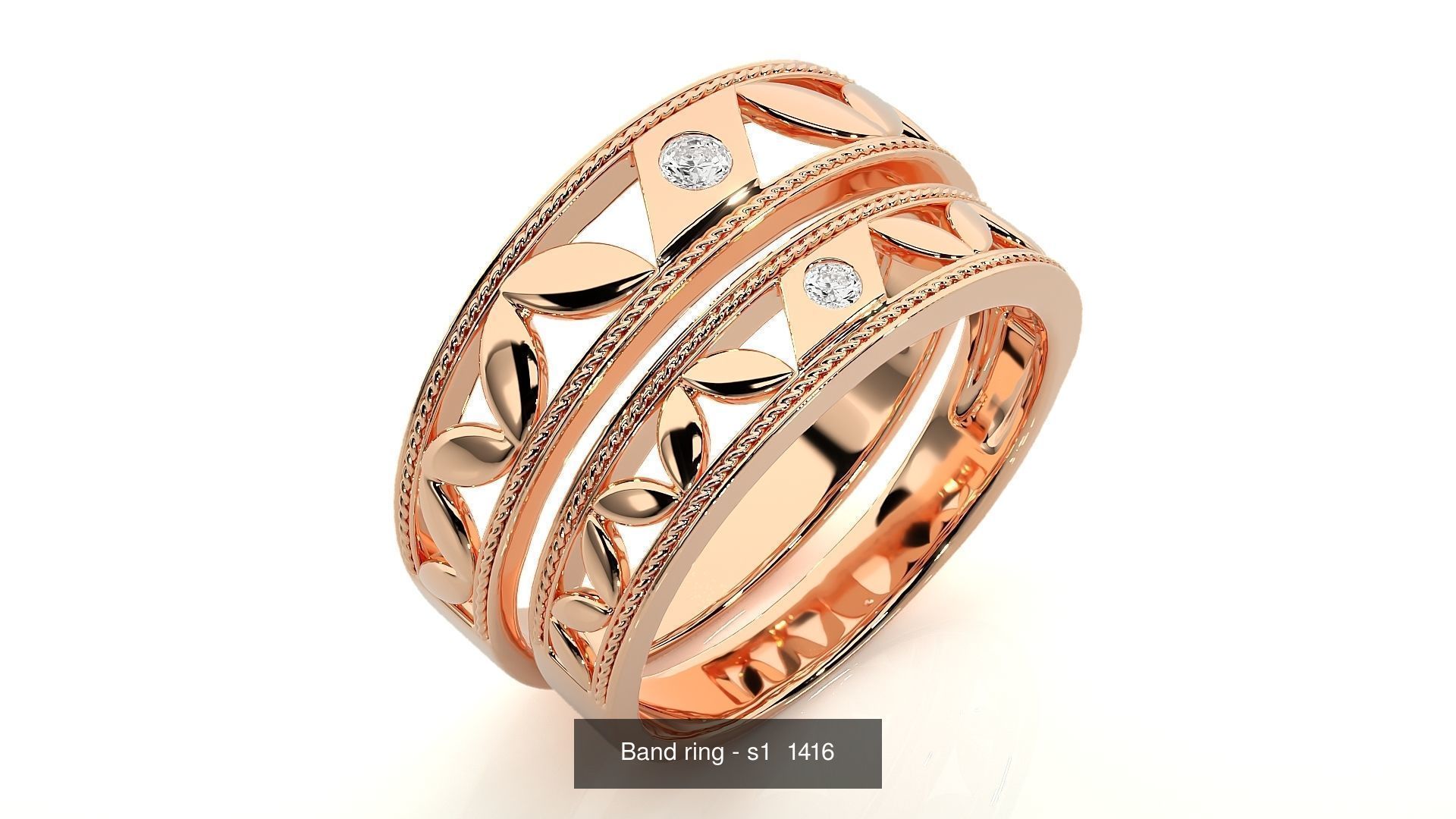 150 Solitaire Couple Bands Ring  3D Model Collection_112