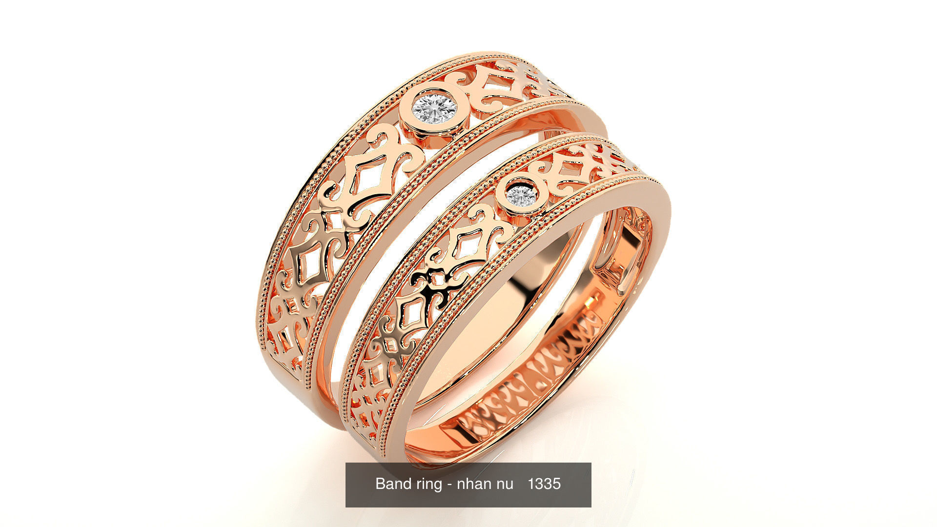 150 Solitaire Couple Bands Ring  3D Model Collection_149