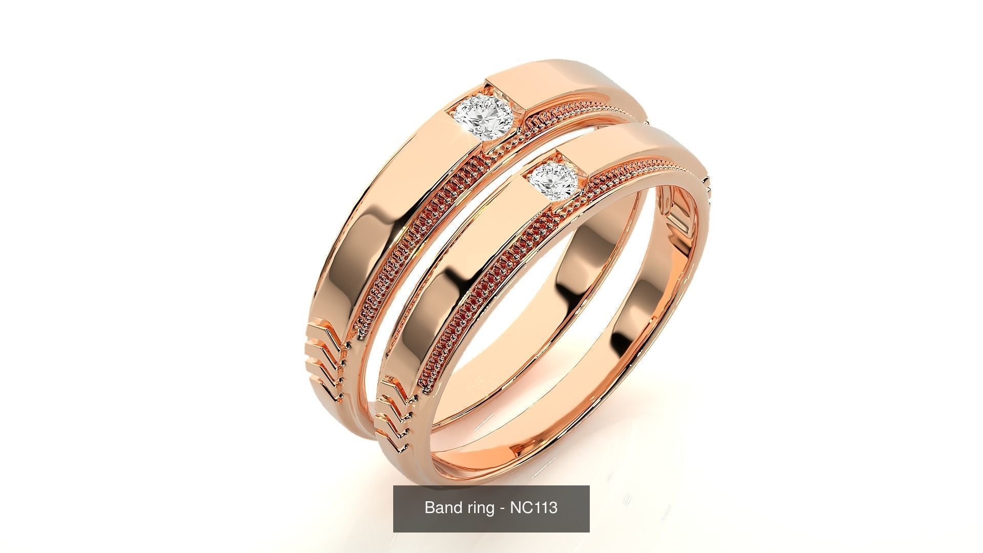 150 Solitaire Couple Bands Ring  3D Model Collection_44