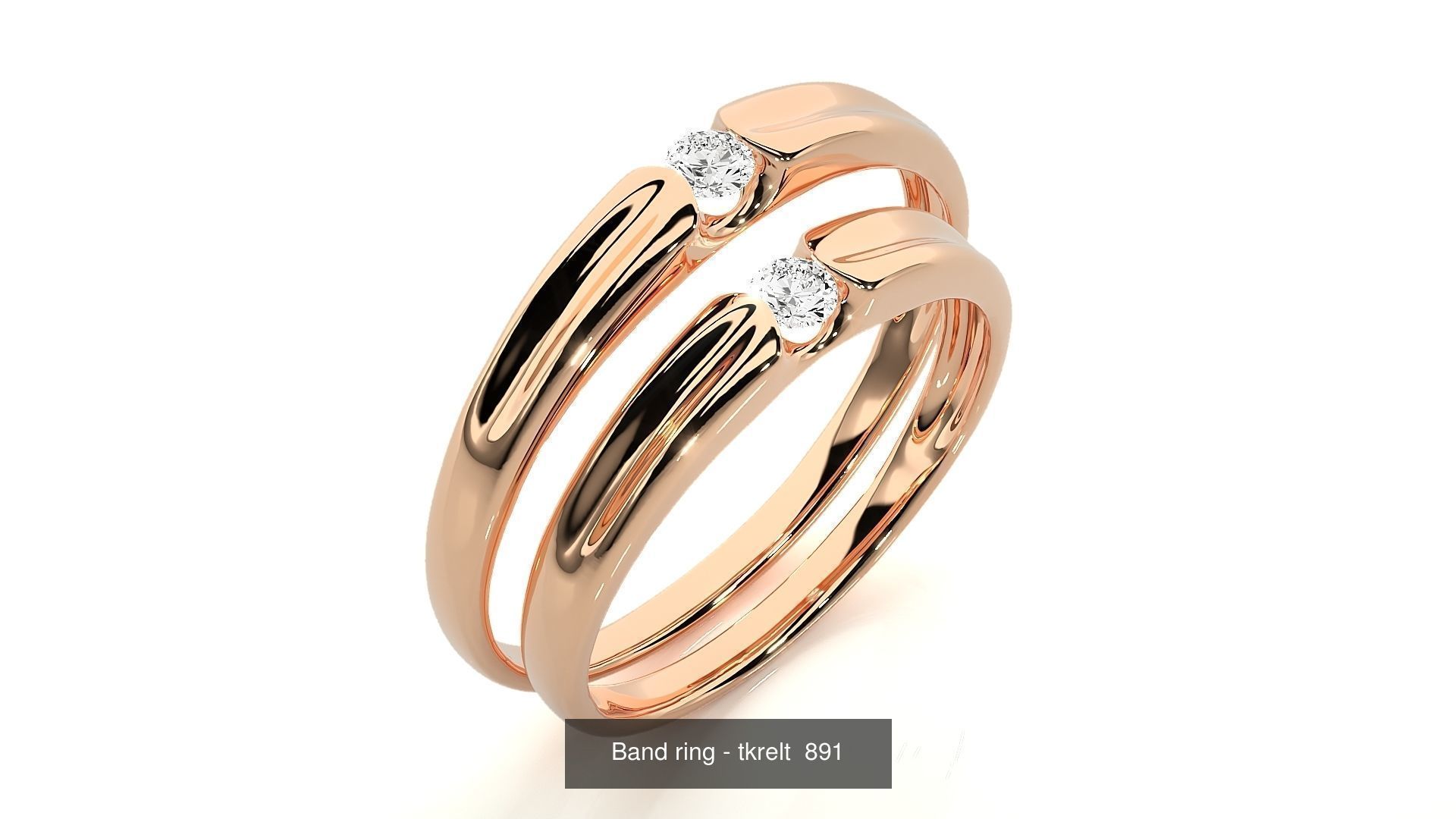 150 Solitaire Couple Bands Ring  3D Model Collection_159