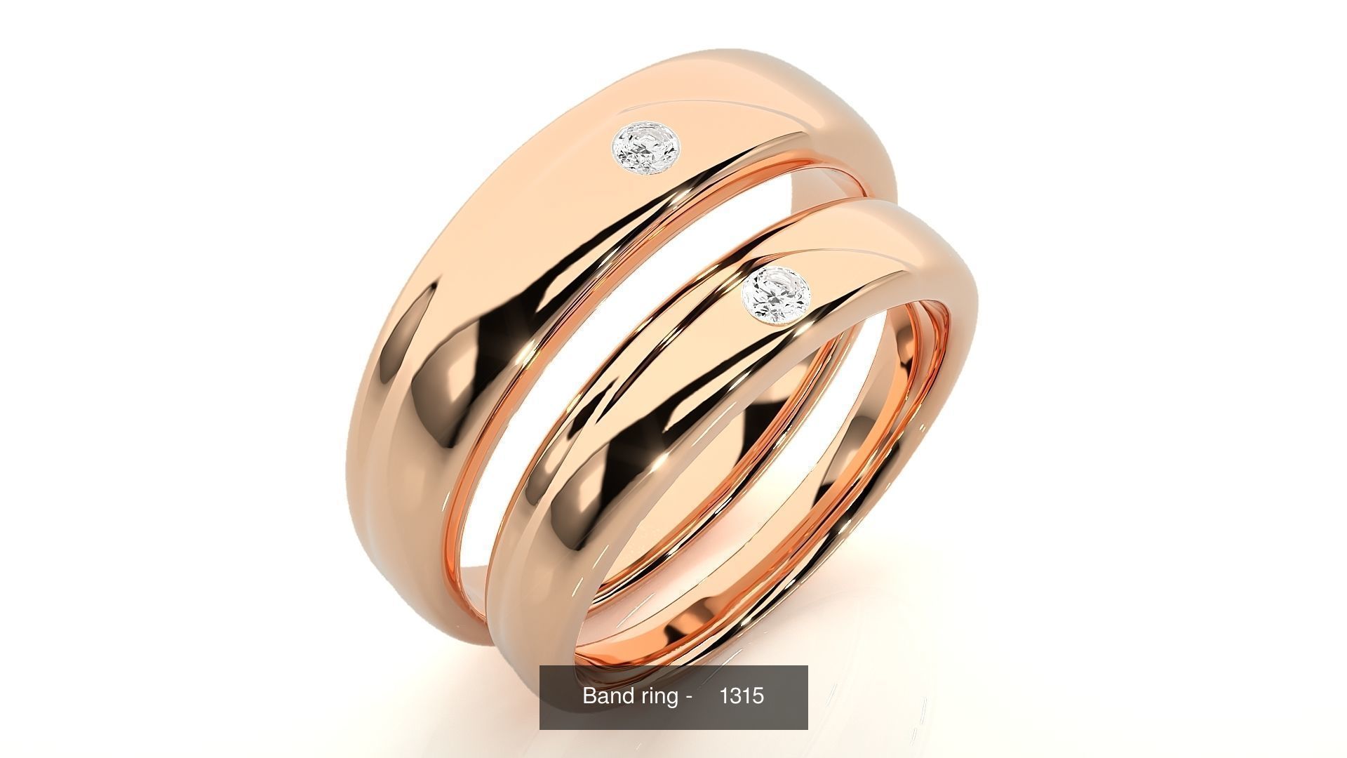150 Solitaire Couple Bands Ring  3D Model Collection_141
