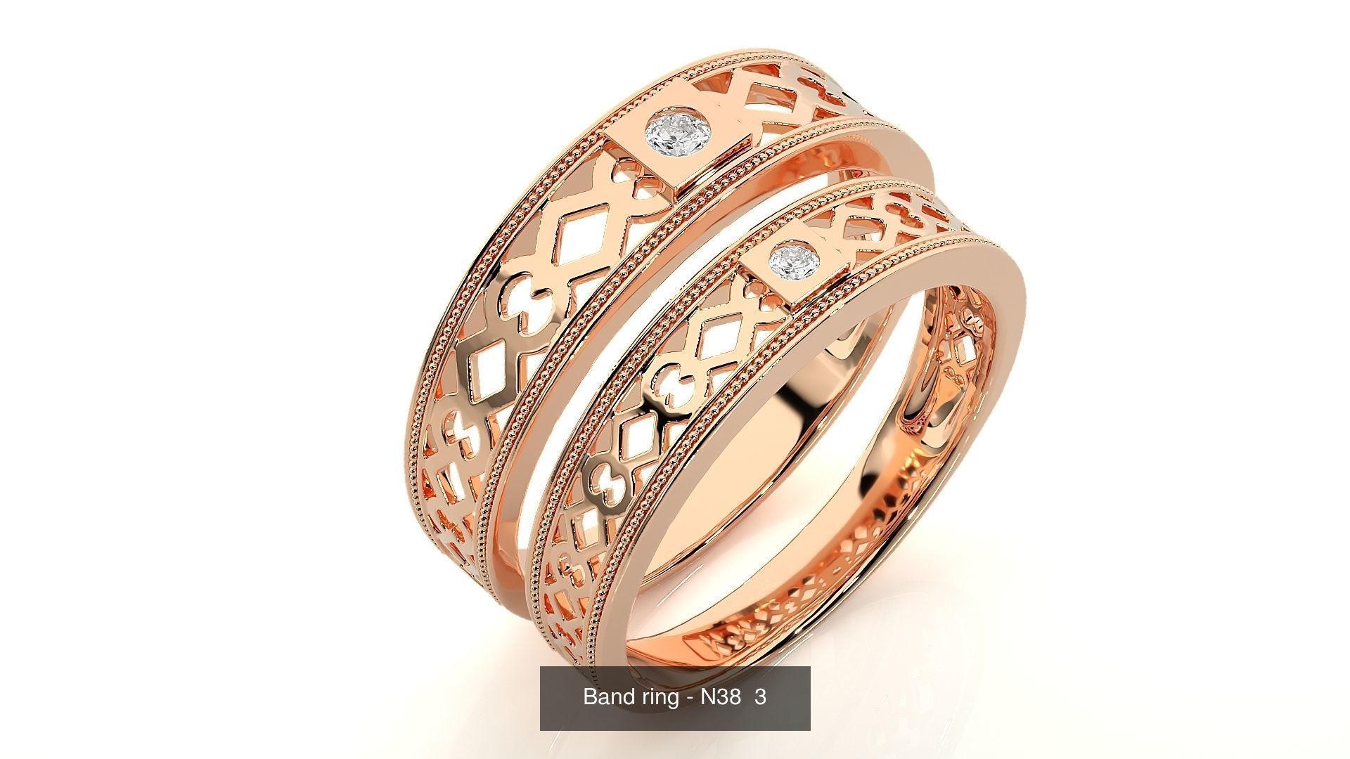 150 Solitaire Couple Bands Ring  3D Model Collection_70