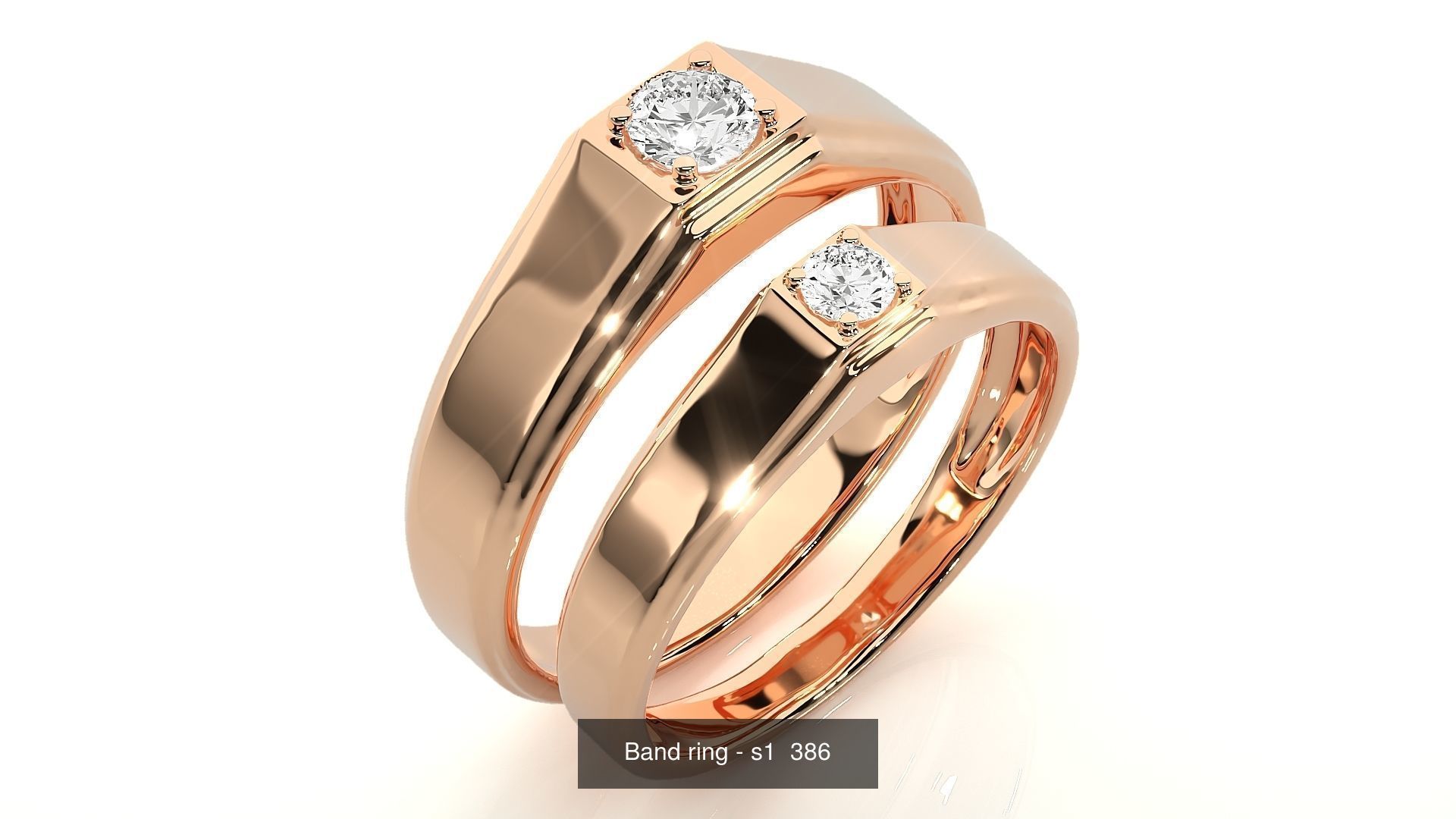 150 Solitaire Couple Bands Ring  3D Model Collection_104
