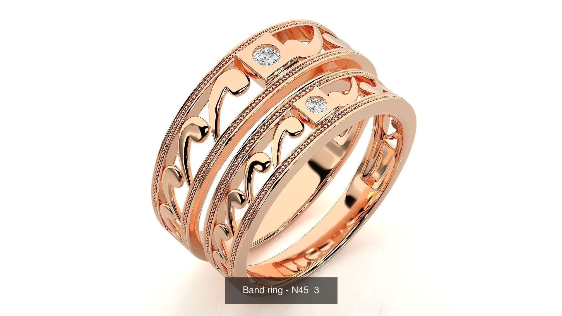 150 Solitaire Couple Bands Ring  3D Model Collection_65