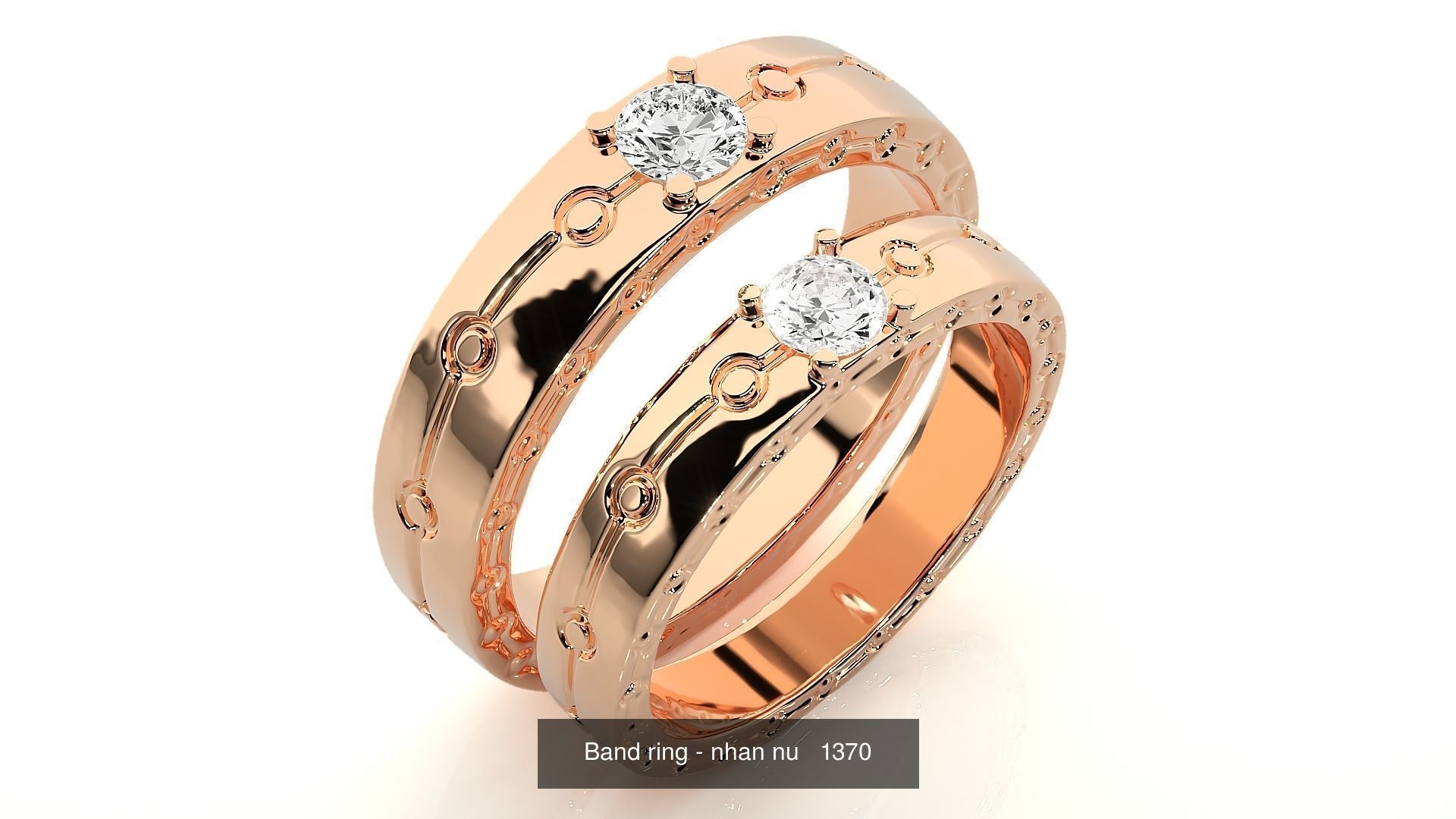 150 Solitaire Couple Bands Ring  3D Model Collection_146