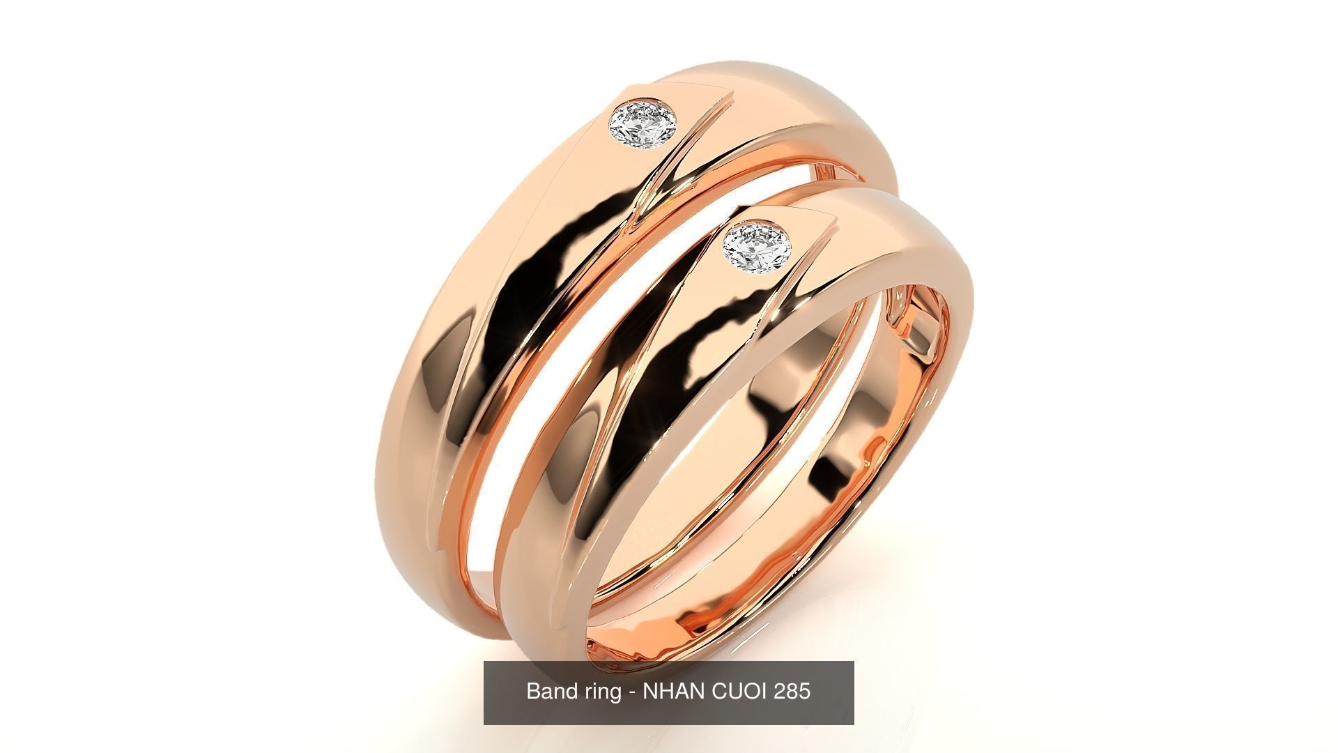 150 Solitaire Couple Bands Ring  3D Model Collection_22
