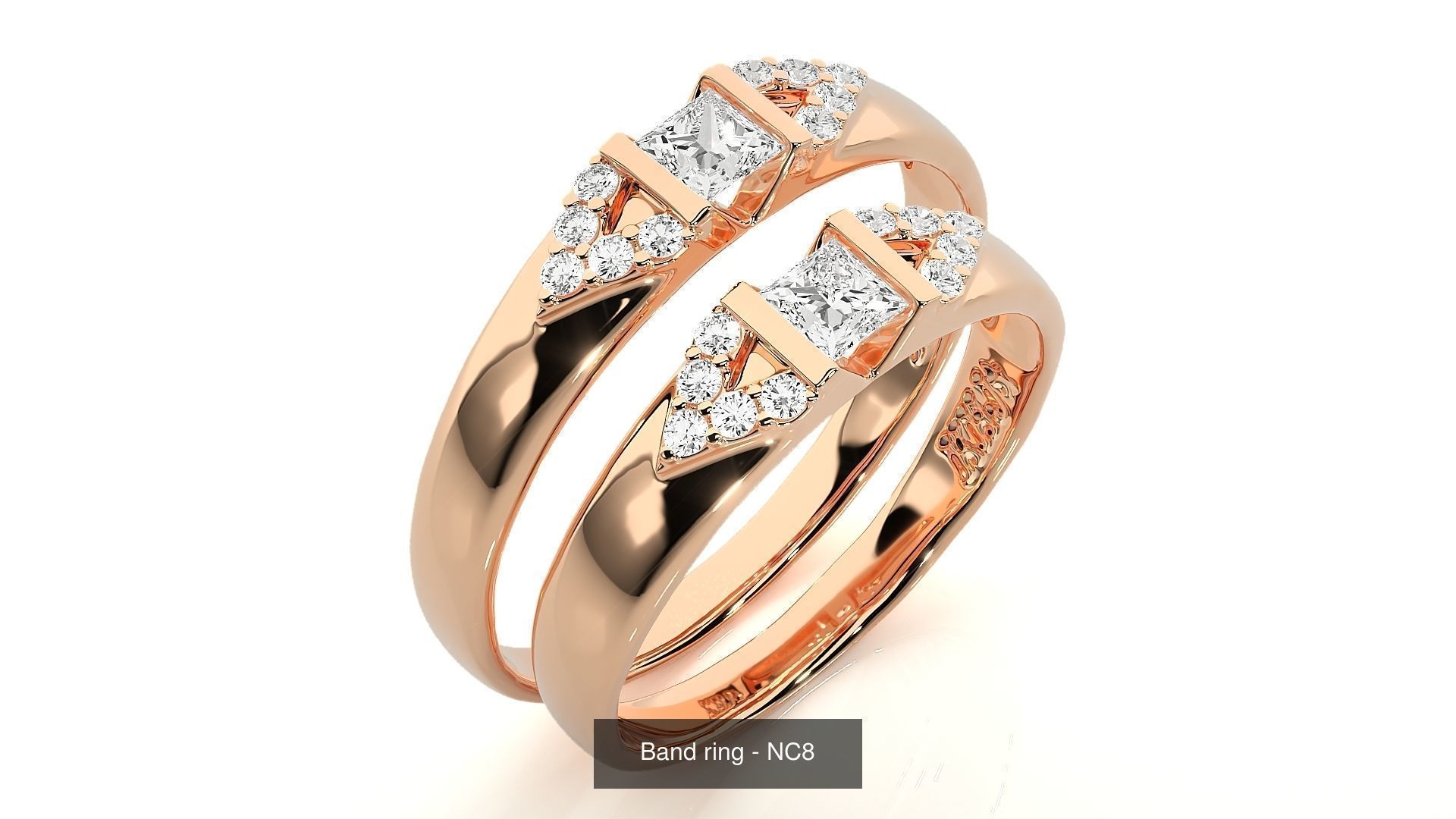 150 Solitaire Couple Bands Ring  3D Model Collection_30