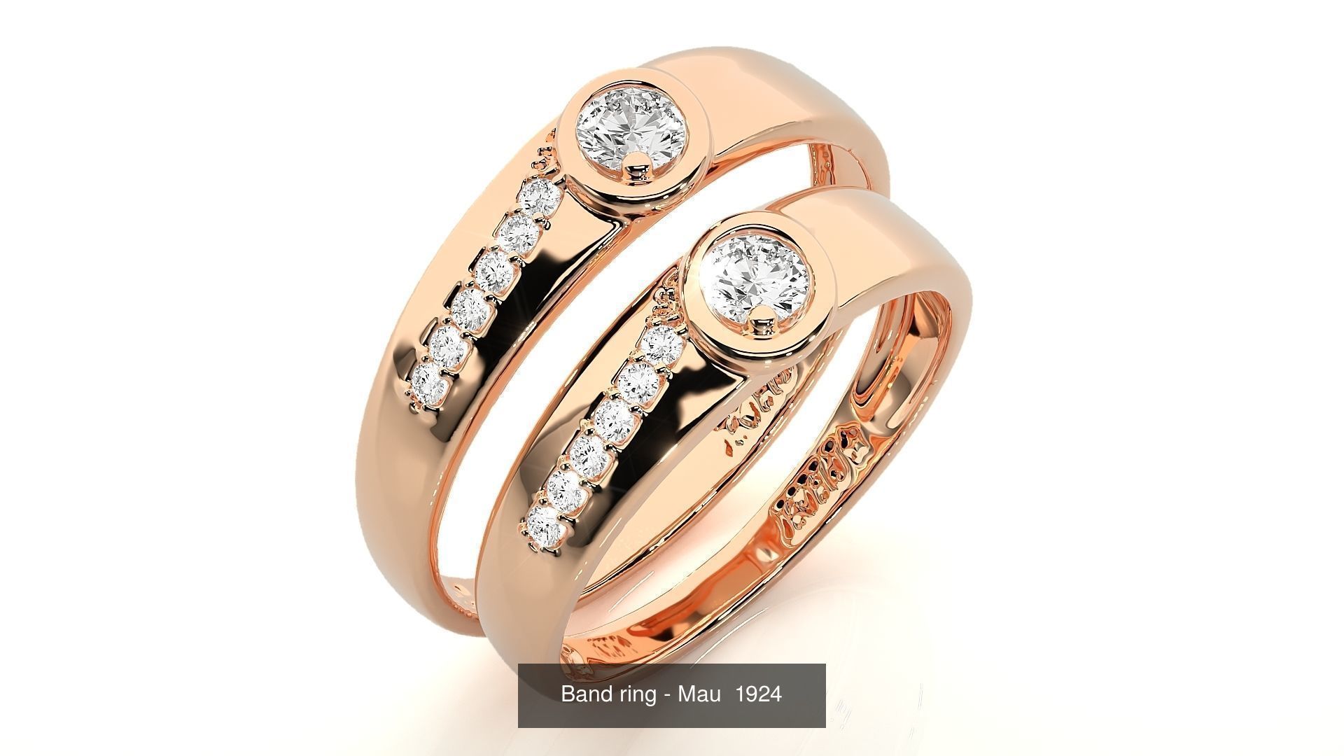 150 Solitaire Couple Bands Ring  3D Model Collection_92