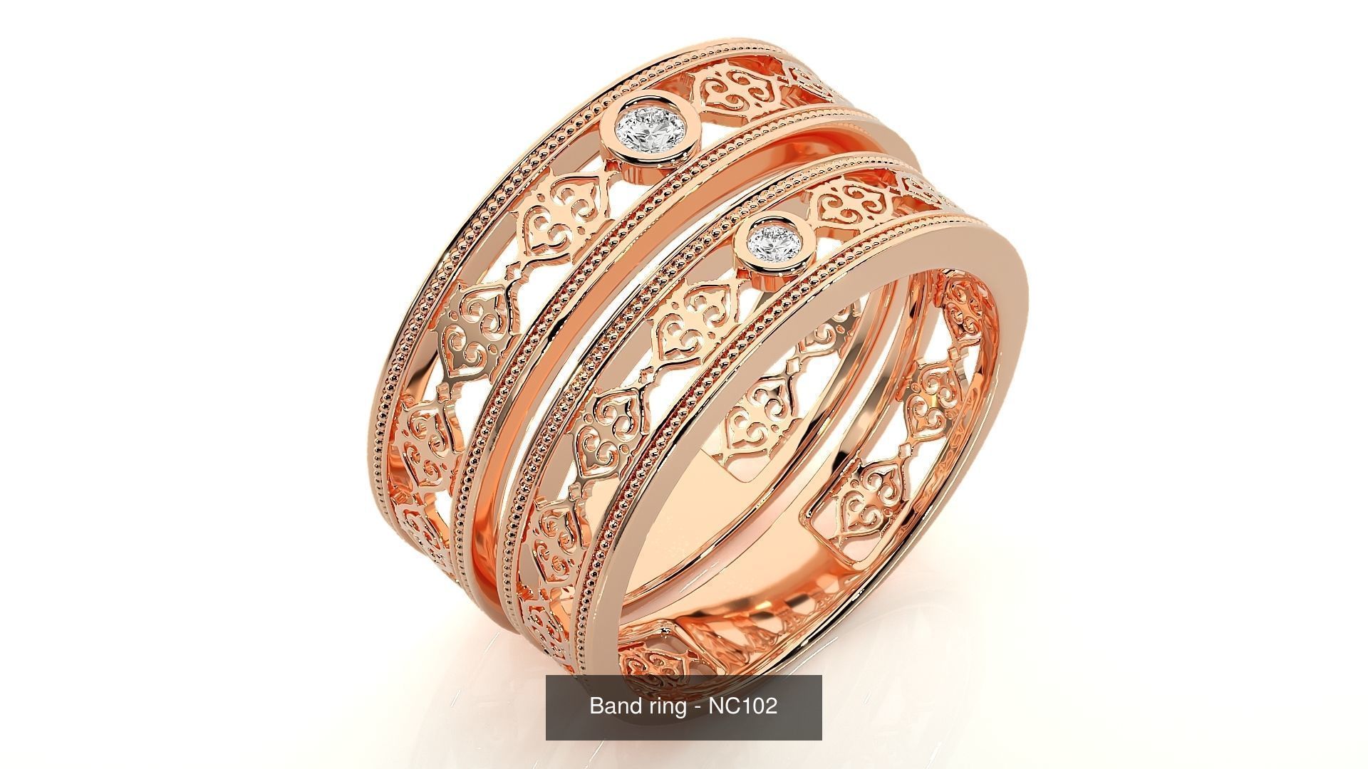 150 Solitaire Couple Bands Ring  3D Model Collection_55