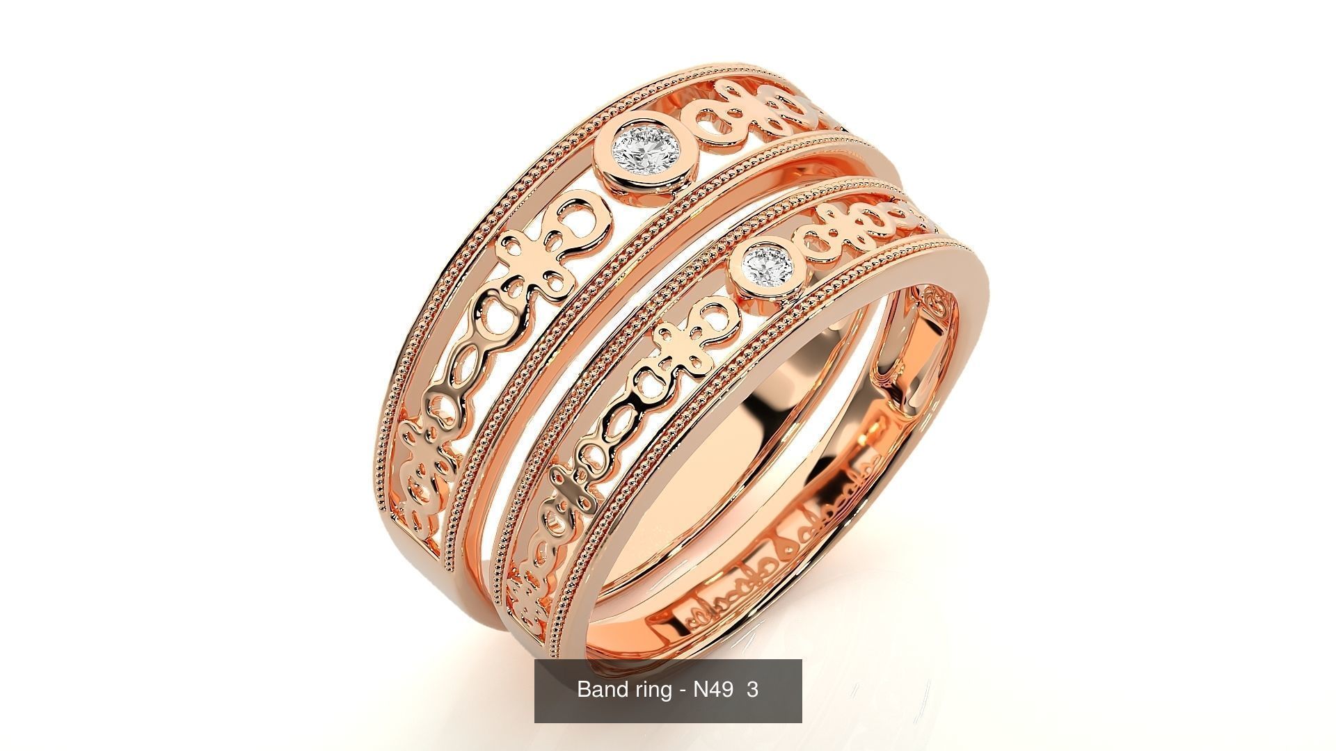 150 Solitaire Couple Bands Ring  3D Model Collection_62