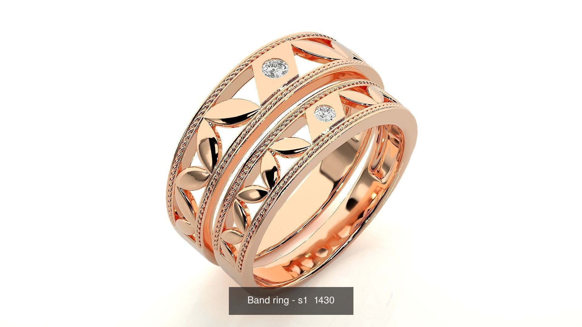 150 Solitaire Couple Bands Ring  3D Model Collection_110