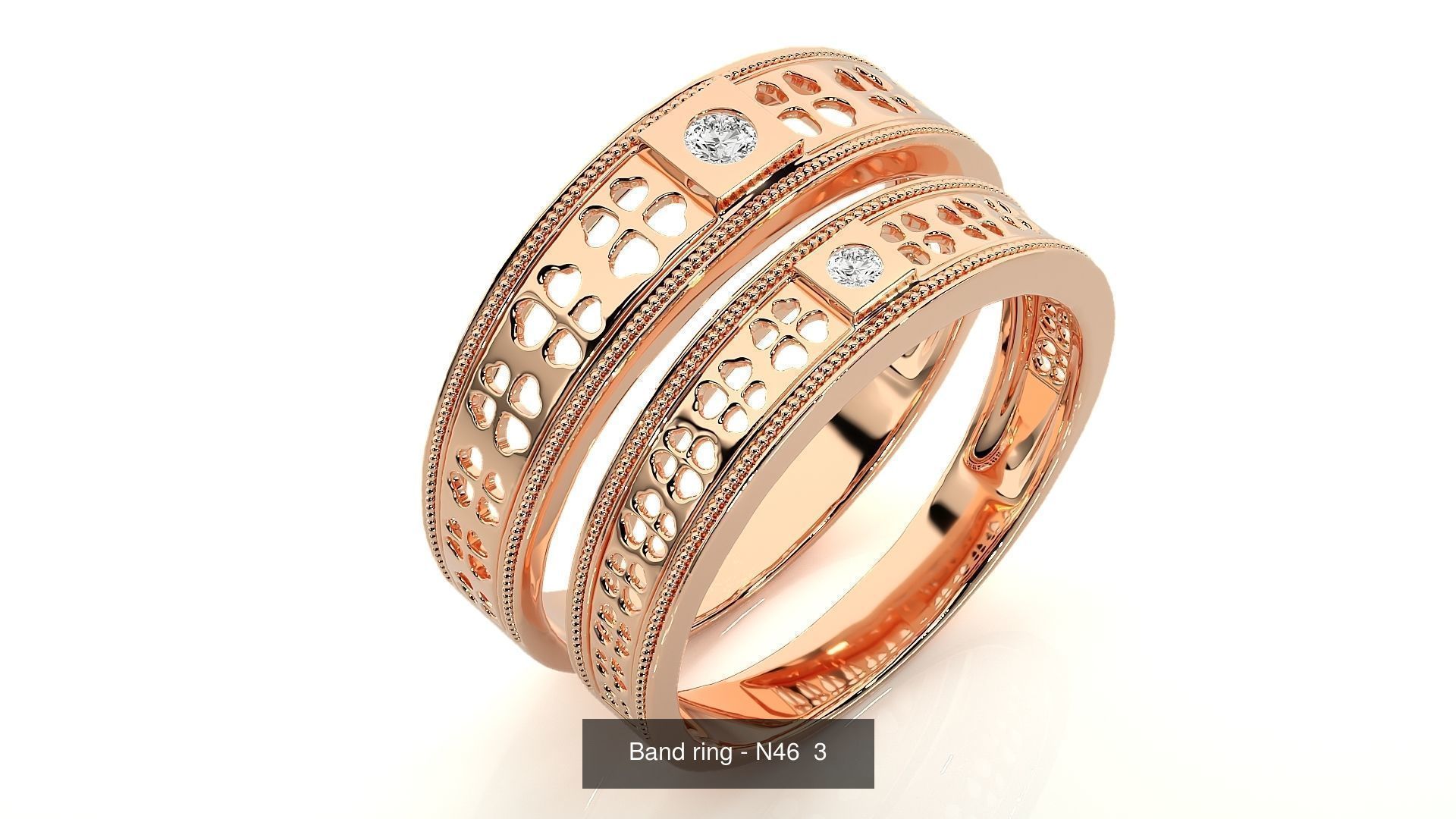 150 Solitaire Couple Bands Ring  3D Model Collection_64