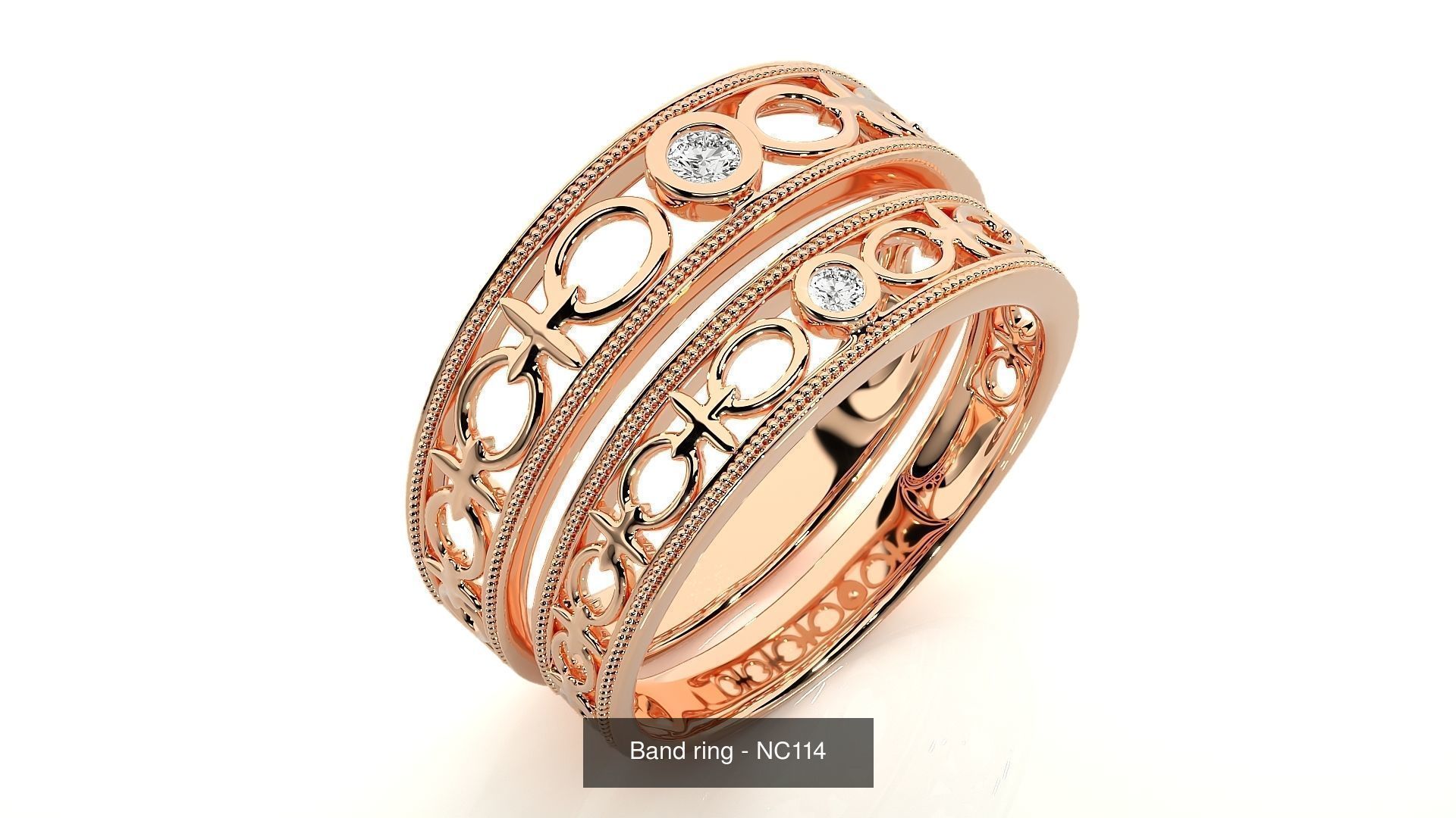 150 Solitaire Couple Bands Ring  3D Model Collection_43