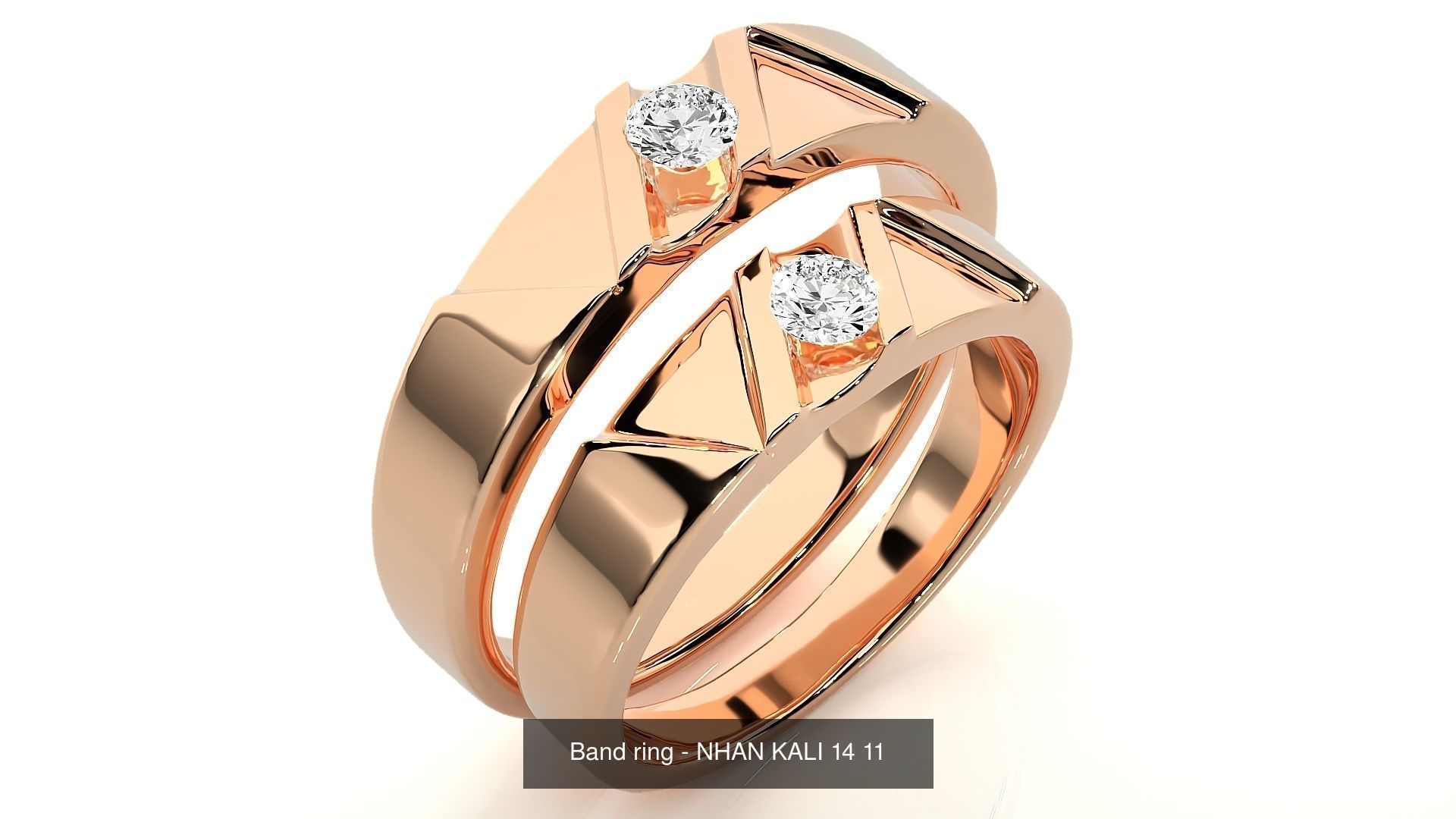 150 Solitaire Couple Bands Ring  3D Model Collection_153
