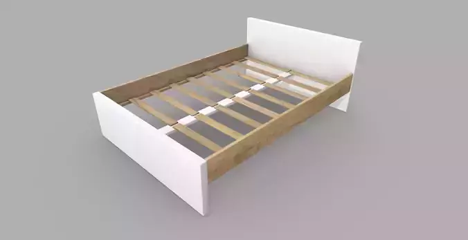 Bed Frame 001 - White and Gold Wood