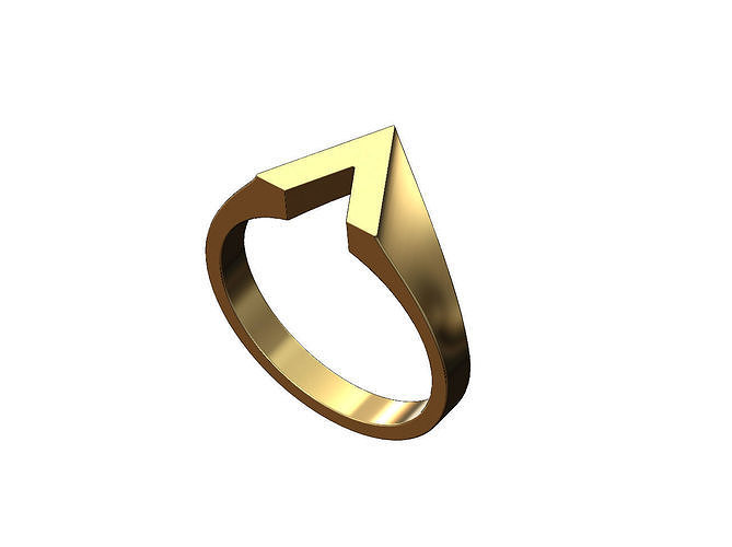 V shaped signet ring US sizes 5to10 3D print model