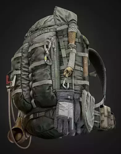 Game-Ready Hiking Backpack Low-poly 3D model