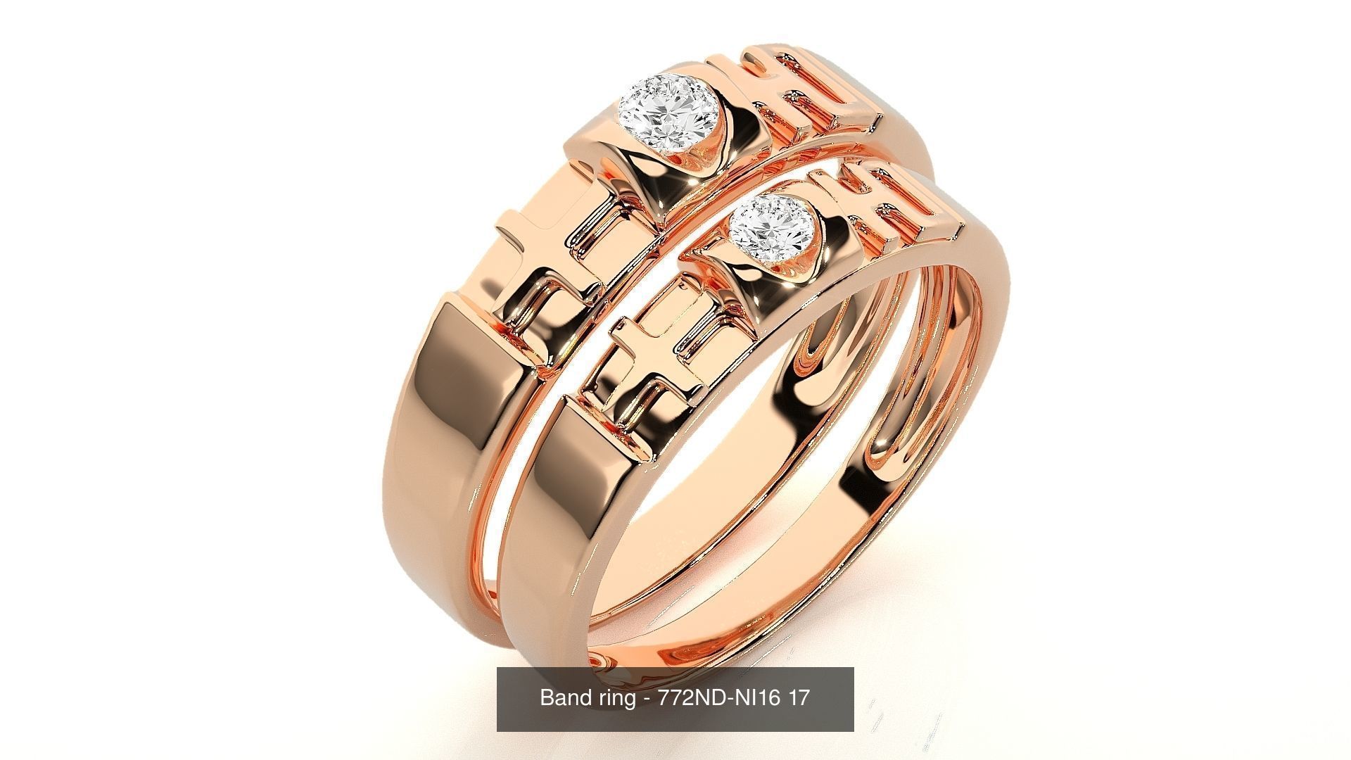 150 Solitaire Couple Bands Ring 3D Model Collection _40