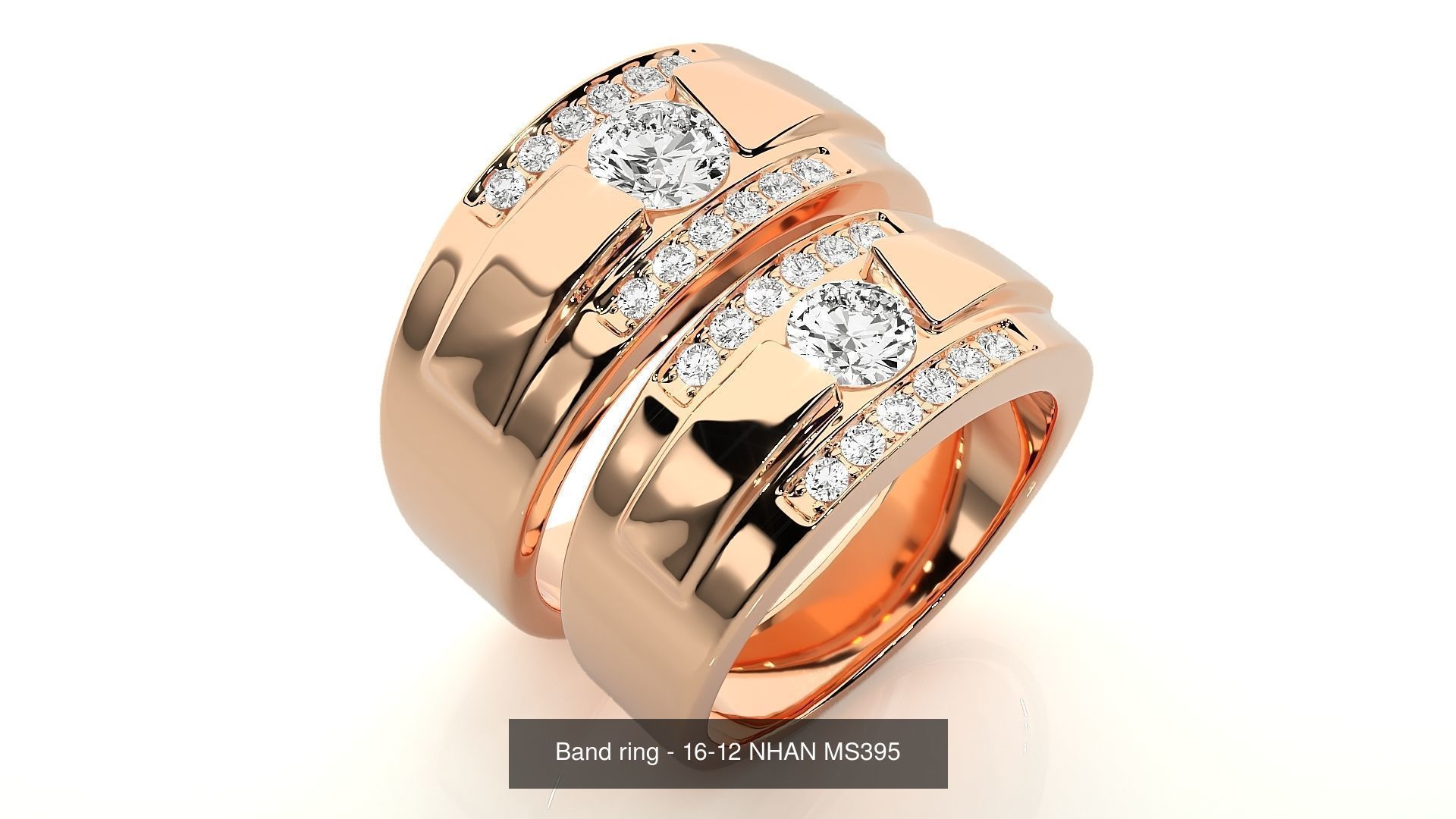 150 Solitaire Couple Bands Ring 3D Model Collection _57