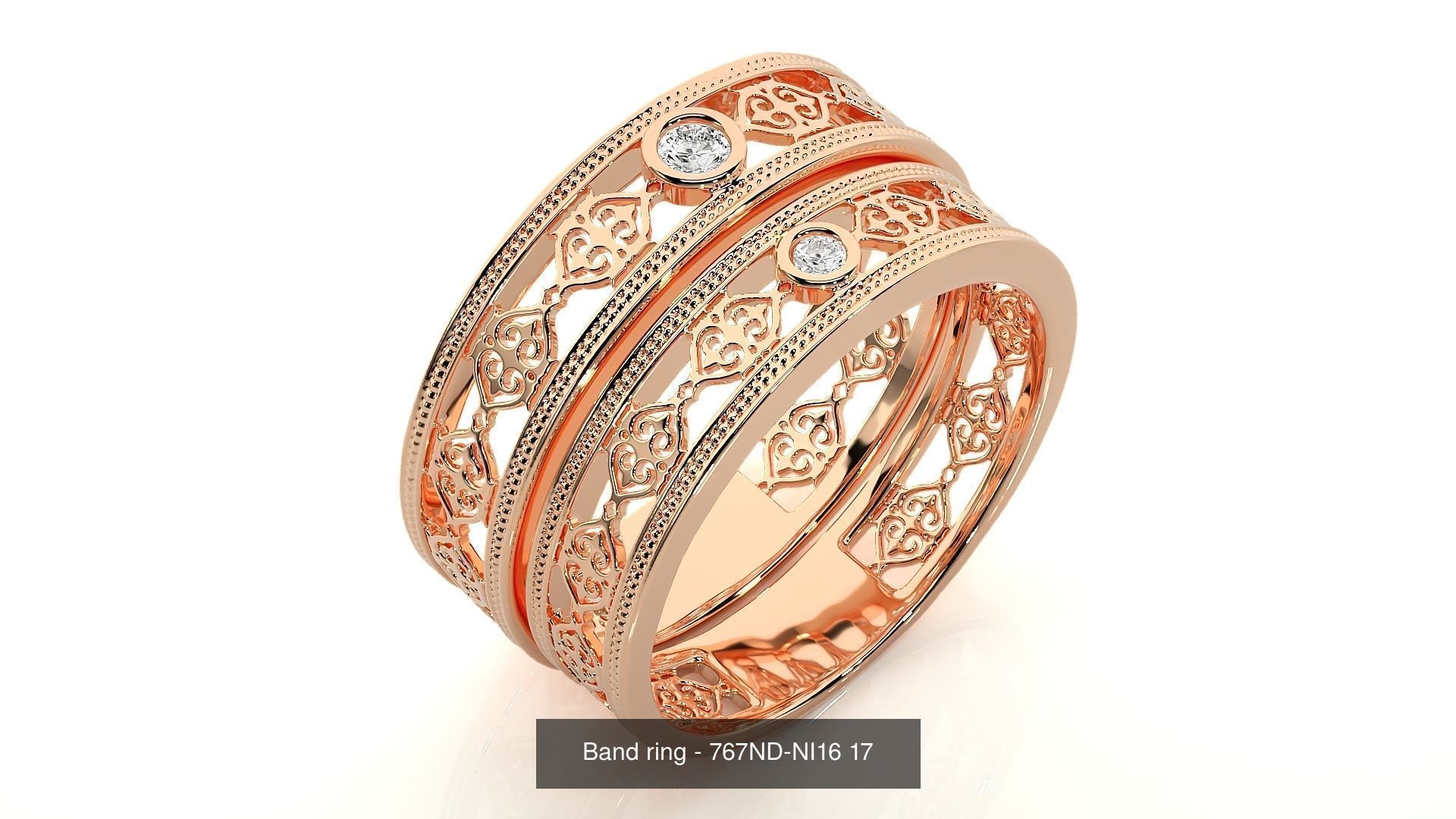 150 Solitaire Couple Bands Ring 3D Model Collection _45