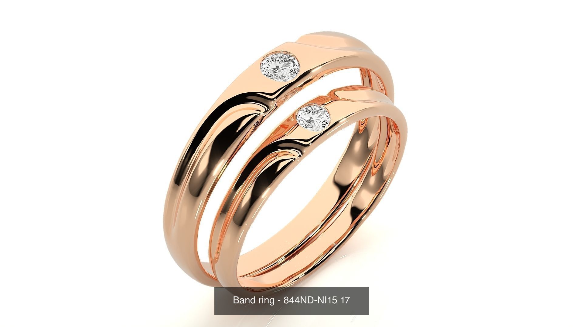 150 Solitaire Couple Bands Ring 3D Model Collection _72