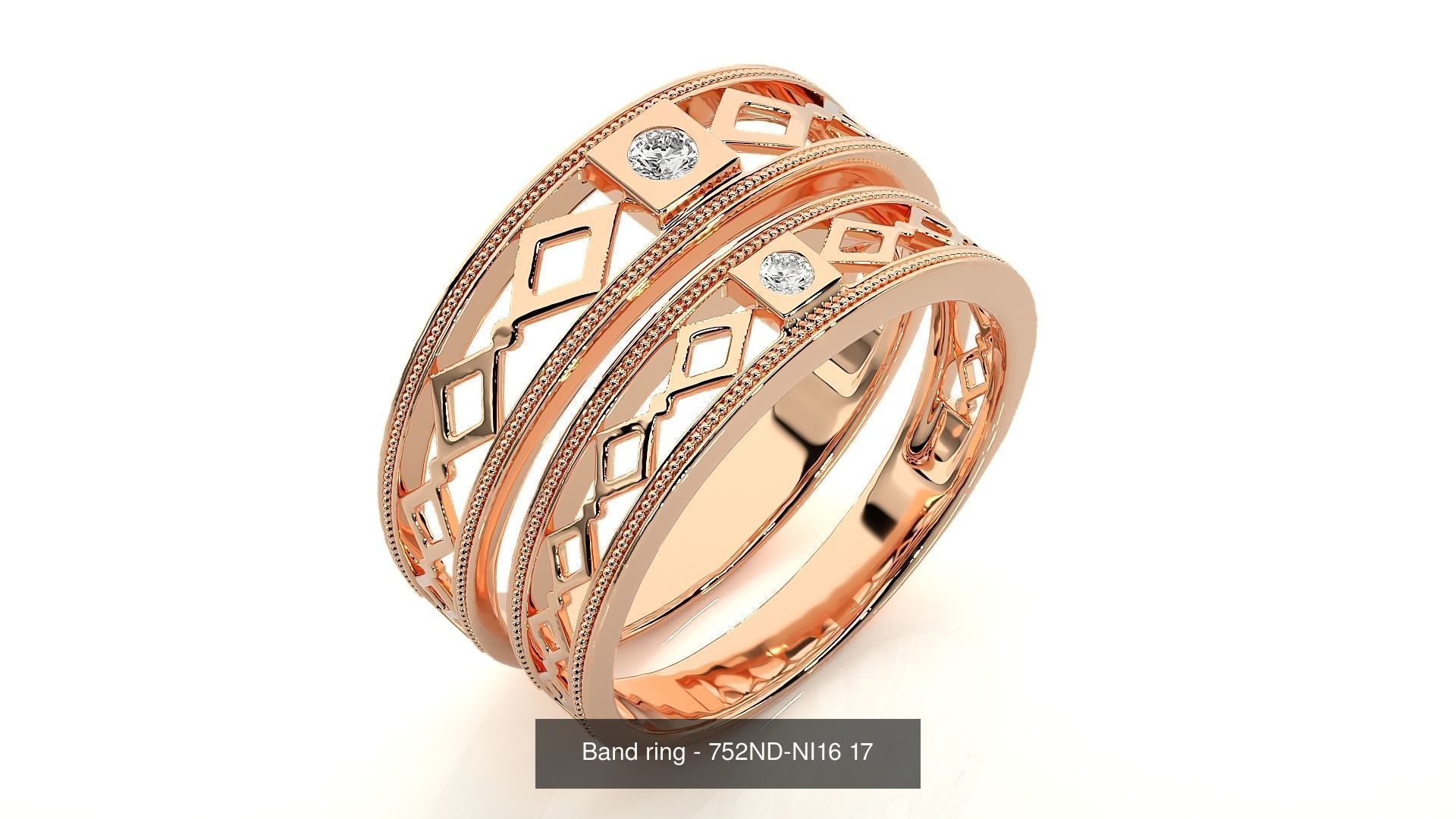 150 Solitaire Couple Bands Ring 3D Model Collection _52