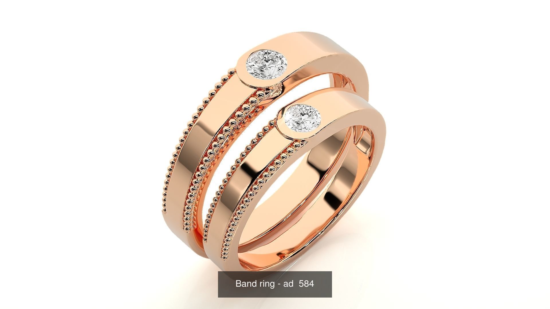 150 Solitaire Couple Bands Ring 3D Model Collection _156