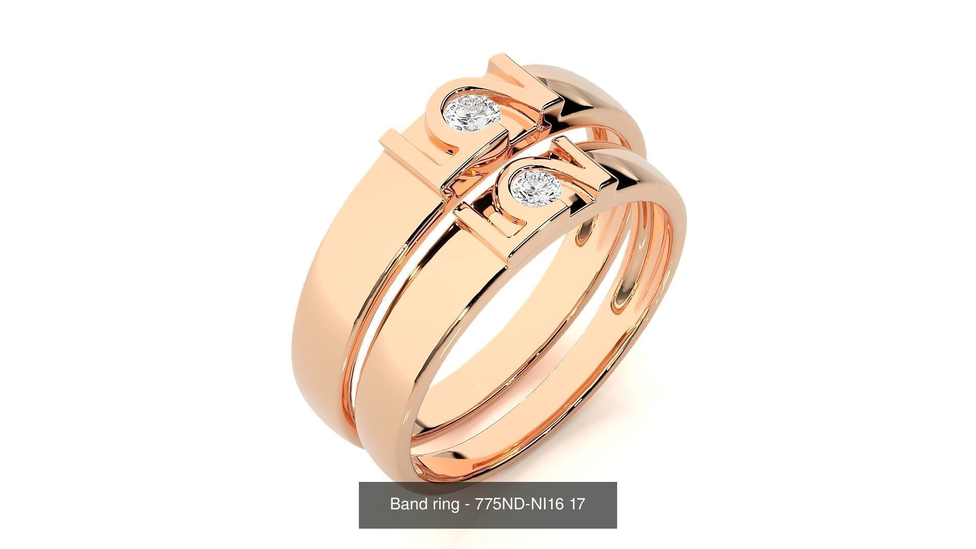 150 Solitaire Couple Bands Ring 3D Model Collection _37