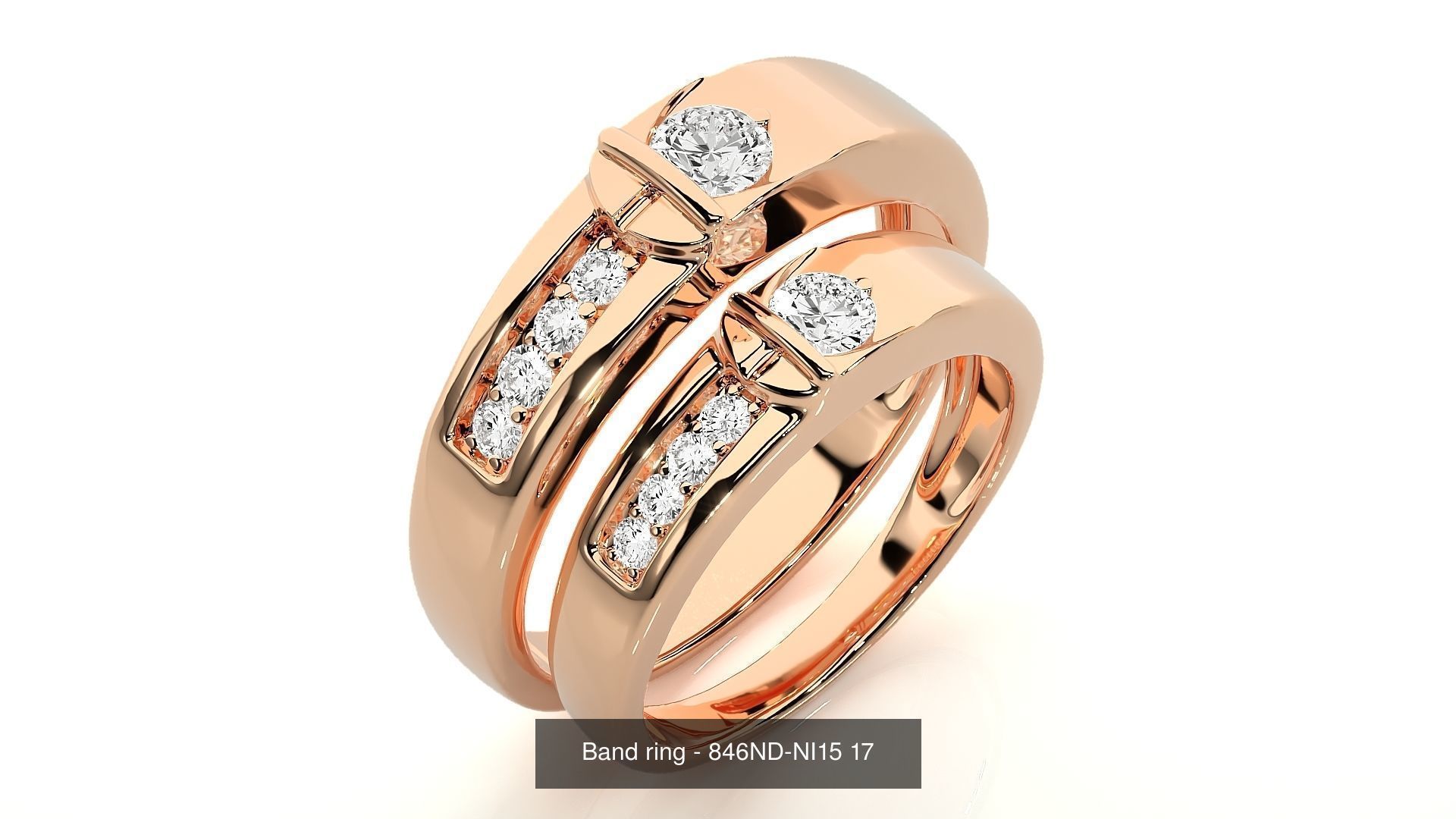 150 Solitaire Couple Bands Ring 3D Model Collection _70