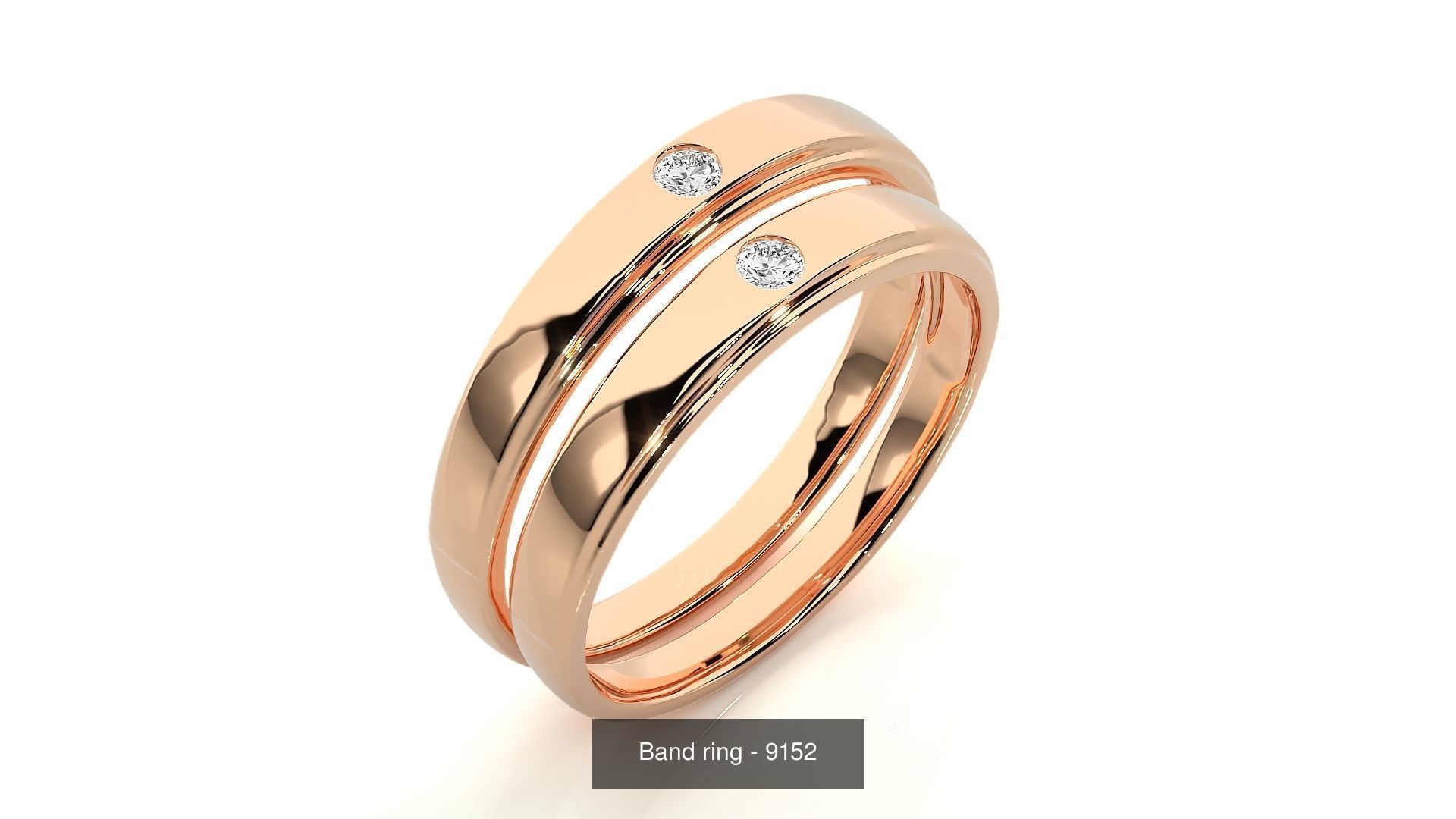 150 Solitaire Couple Bands Ring 3D Model Collection _83