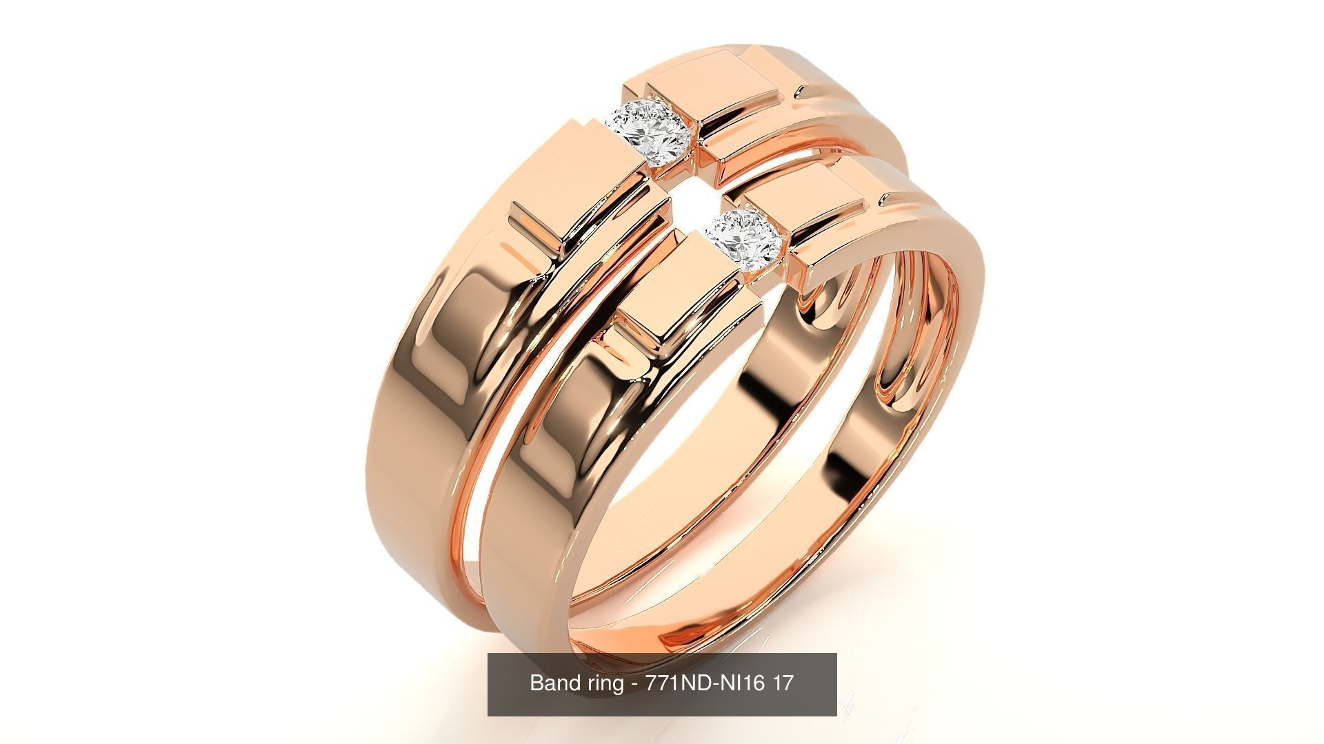 150 Solitaire Couple Bands Ring 3D Model Collection _41