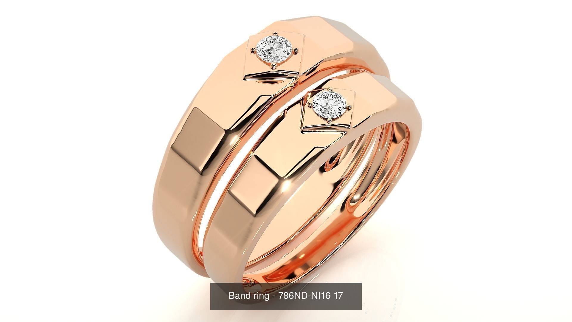150 Solitaire Couple Bands Ring 3D Model Collection _32