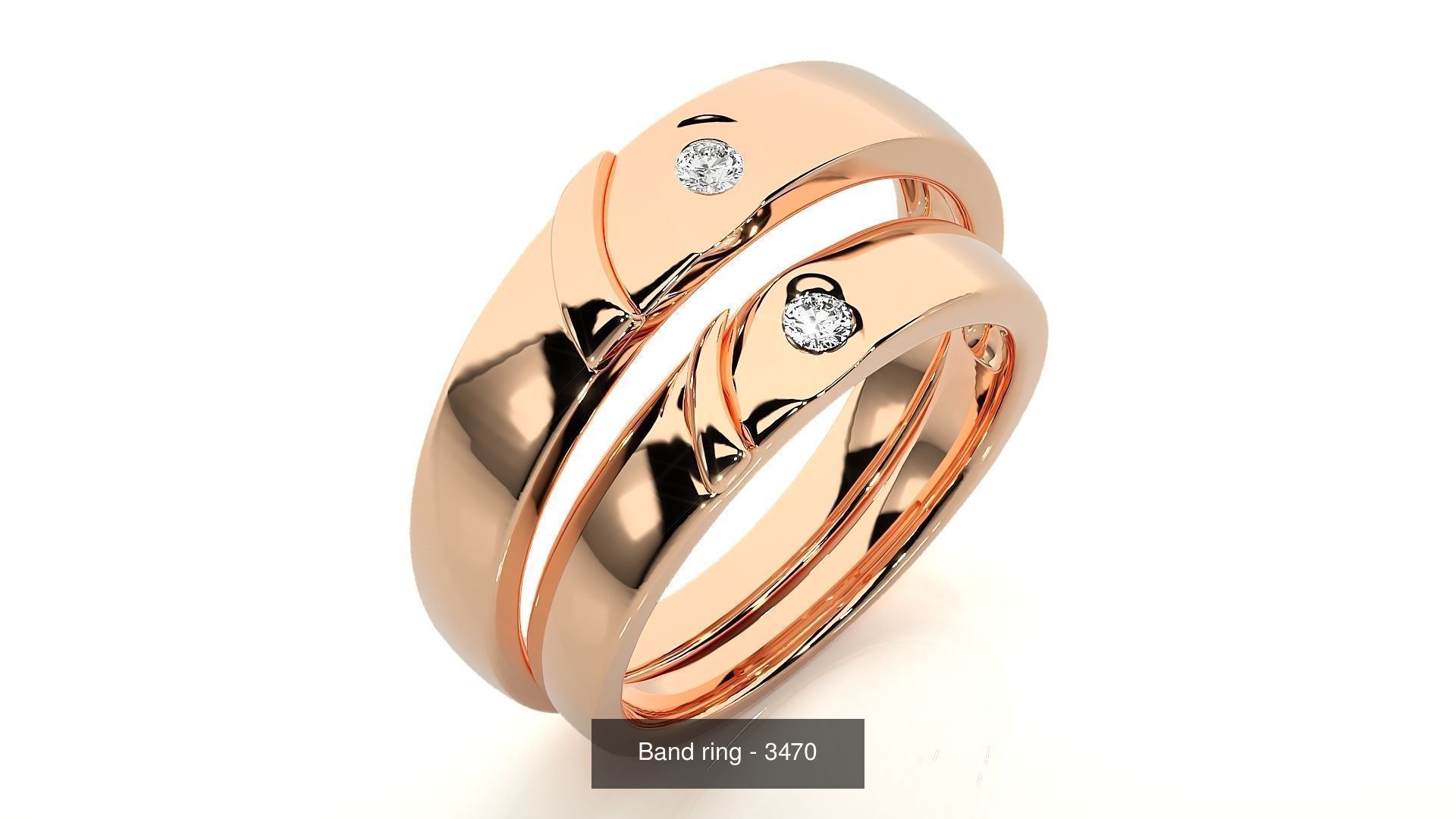 150 Solitaire Couple Bands Ring 3D Model Collection _133