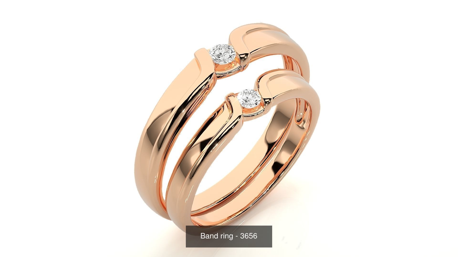 150 Solitaire Couple Bands Ring 3D Model Collection _131