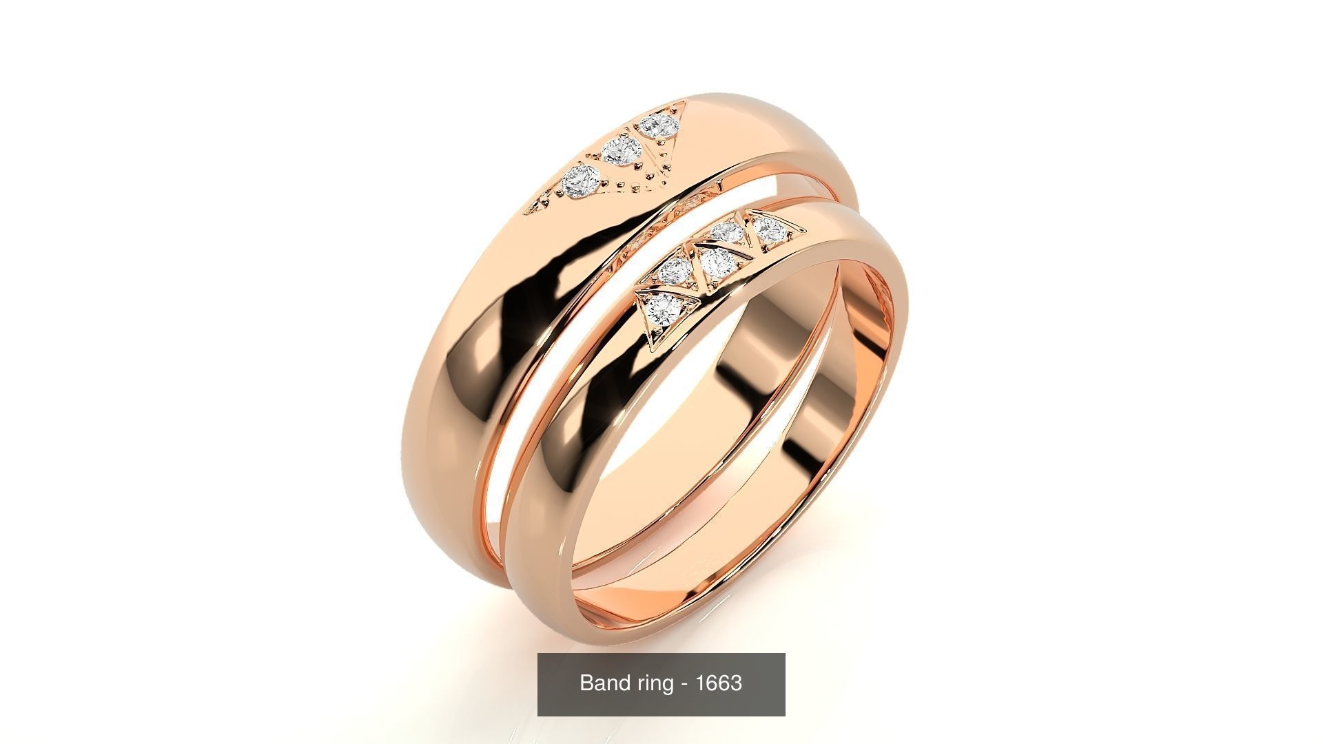 150 Solitaire Couple Bands Ring 3D Model Collection _145