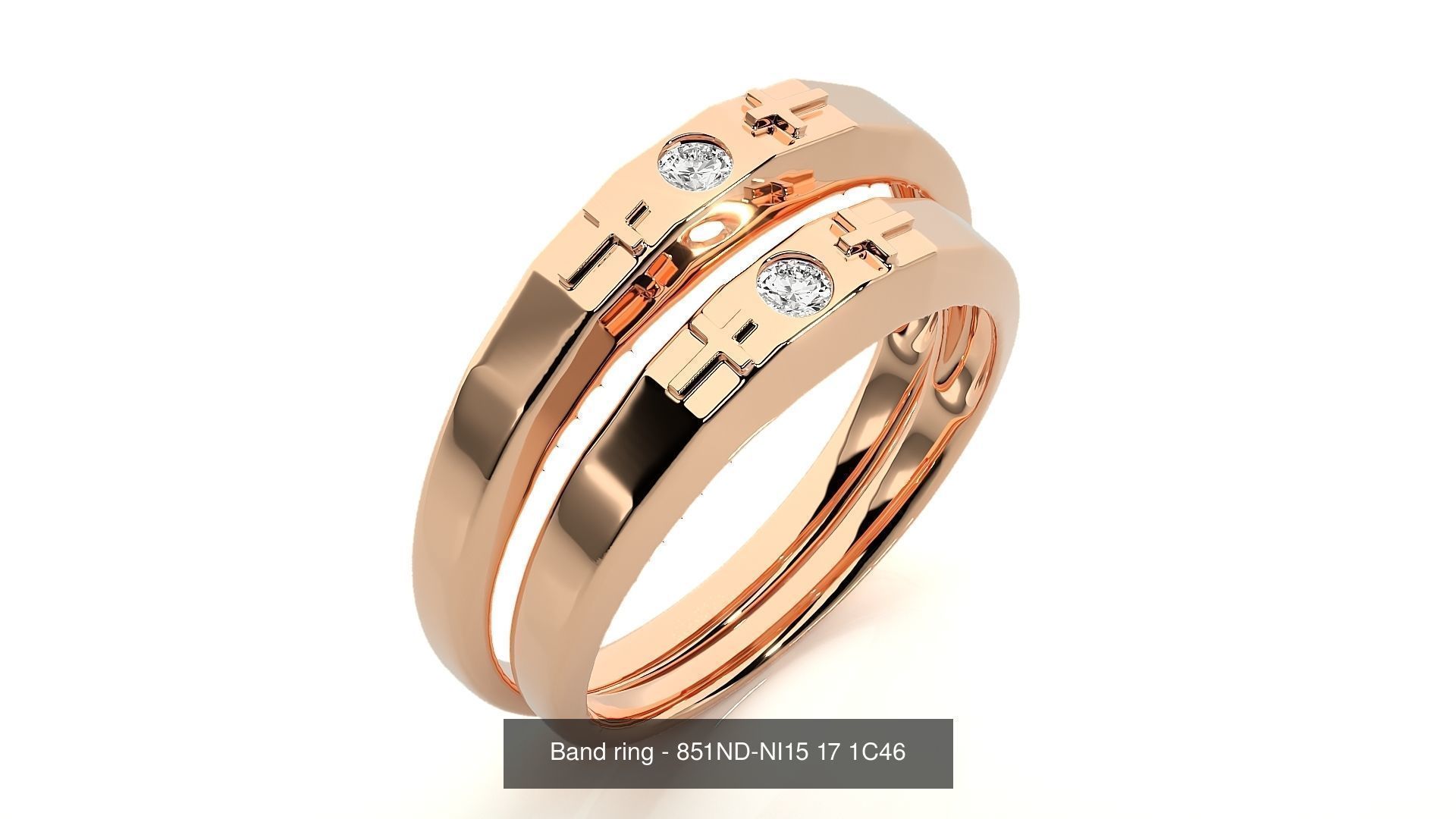 150 Solitaire Couple Bands Ring 3D Model Collection _65