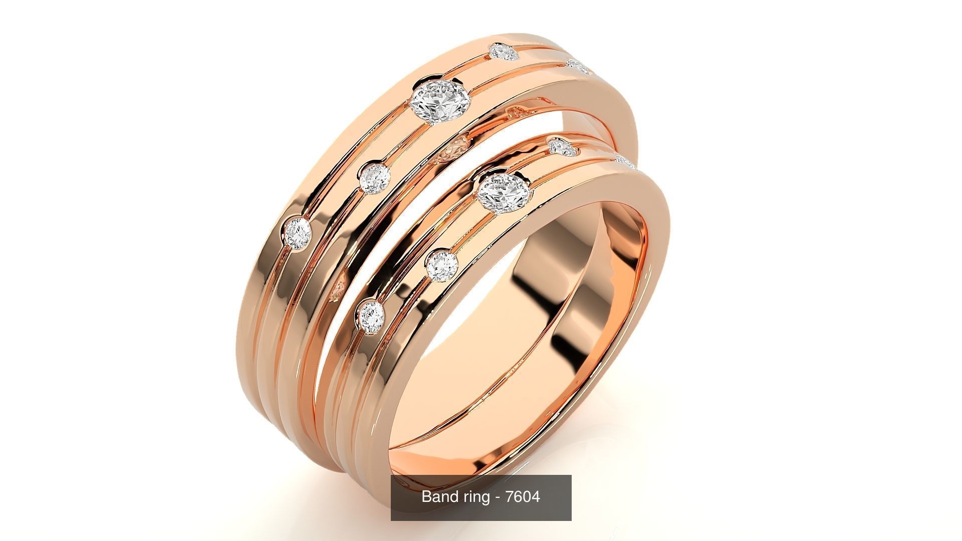 150 Solitaire Couple Bands Ring 3D Model Collection _102