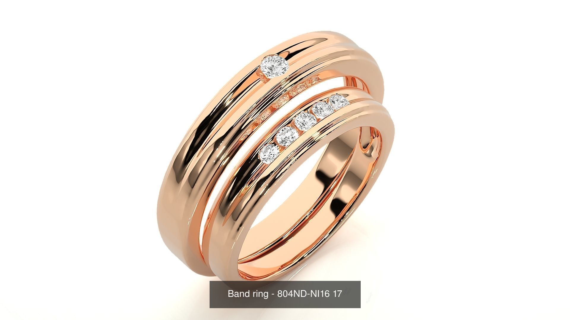 150 Solitaire Couple Bands Ring 3D Model Collection _79