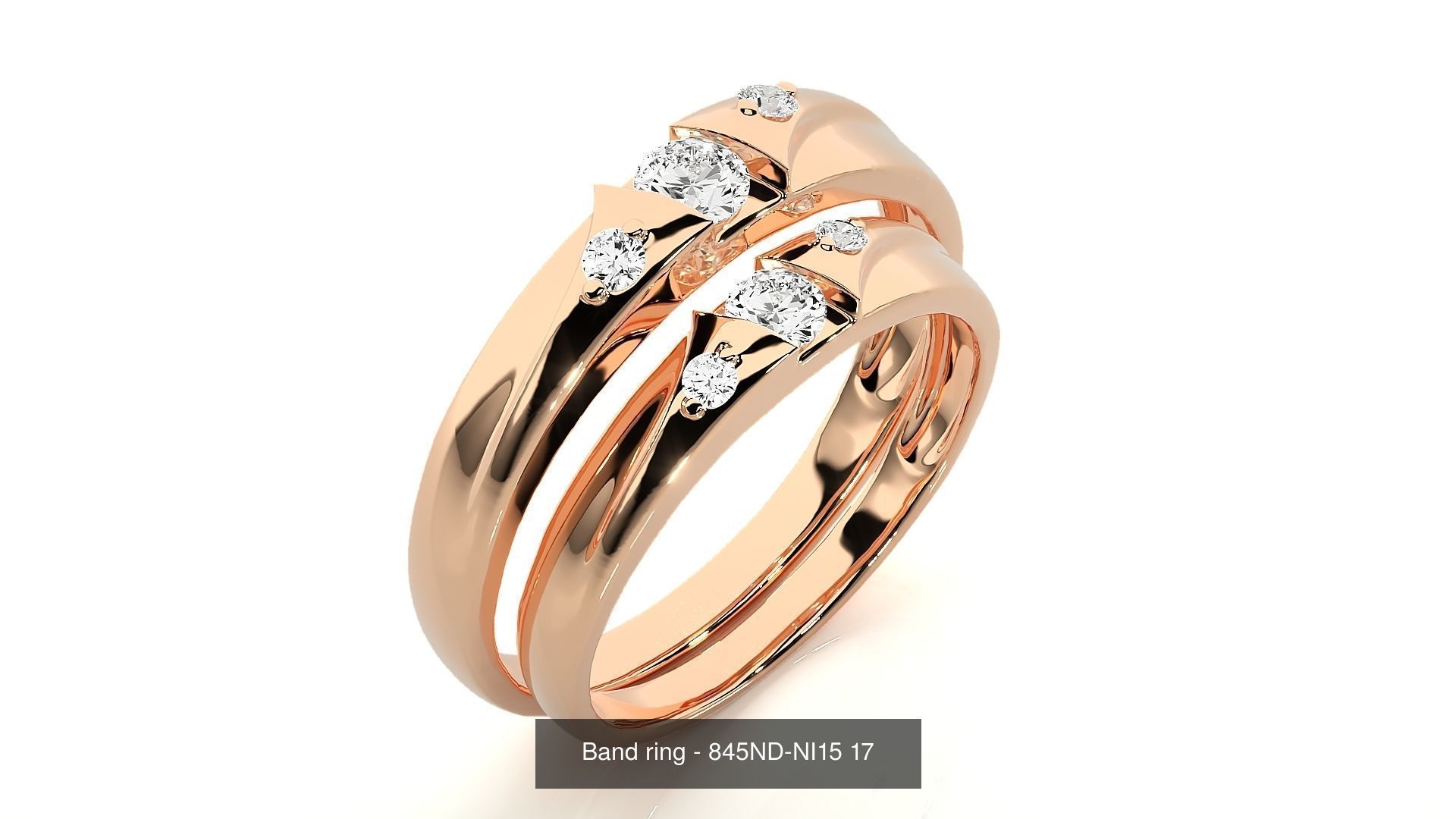 150 Solitaire Couple Bands Ring 3D Model Collection _71