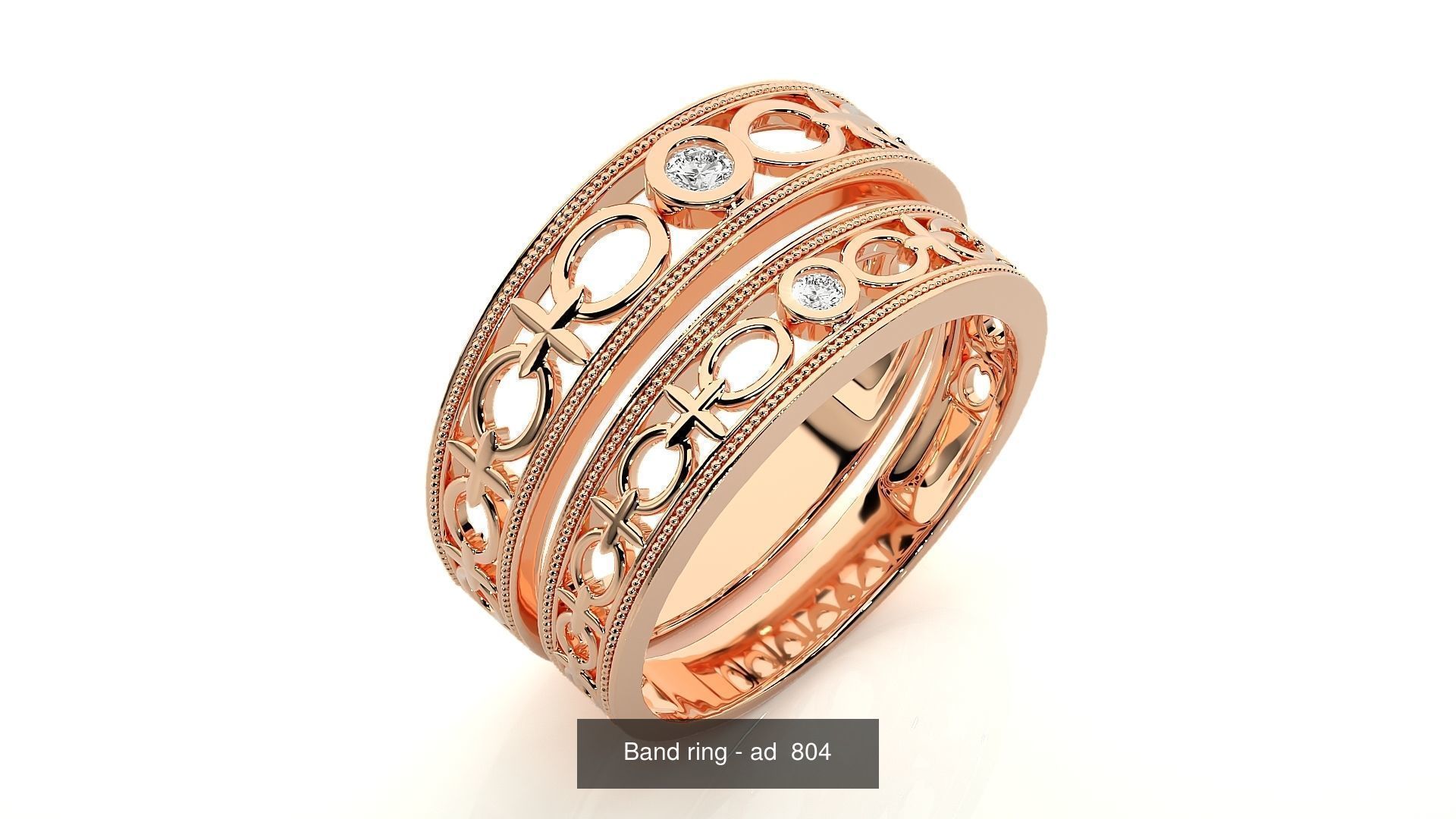 150 Solitaire Couple Bands Ring 3D Model Collection _153