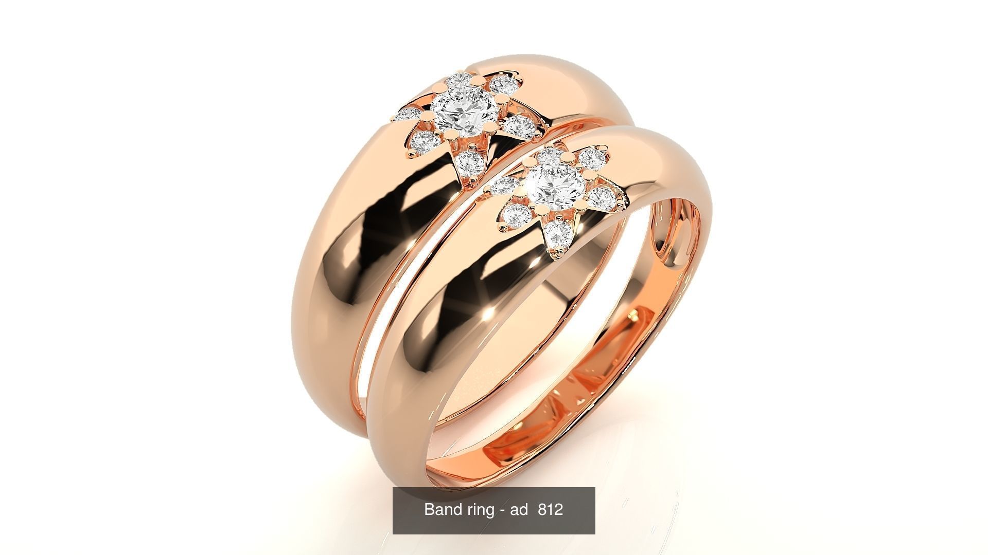150 Solitaire Couple Bands Ring 3D Model Collection _150