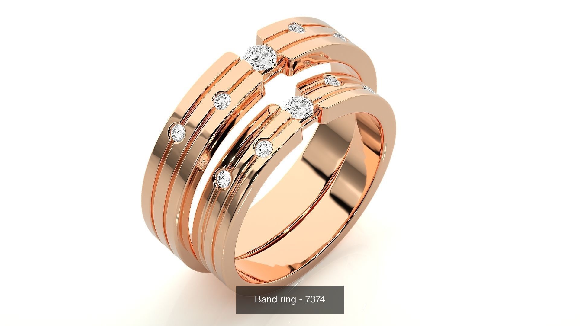 150 Solitaire Couple Bands Ring 3D Model Collection _103