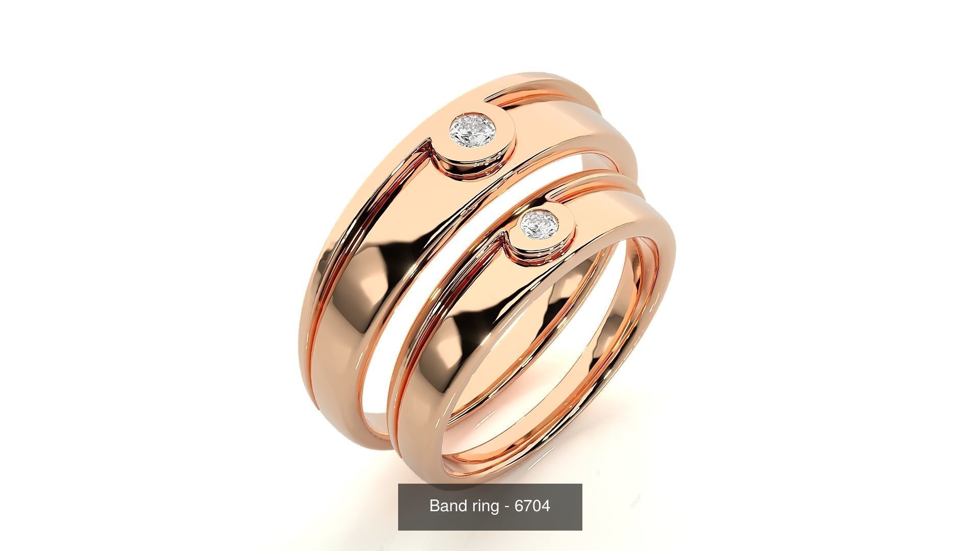 150 Solitaire Couple Bands Ring 3D Model Collection _107