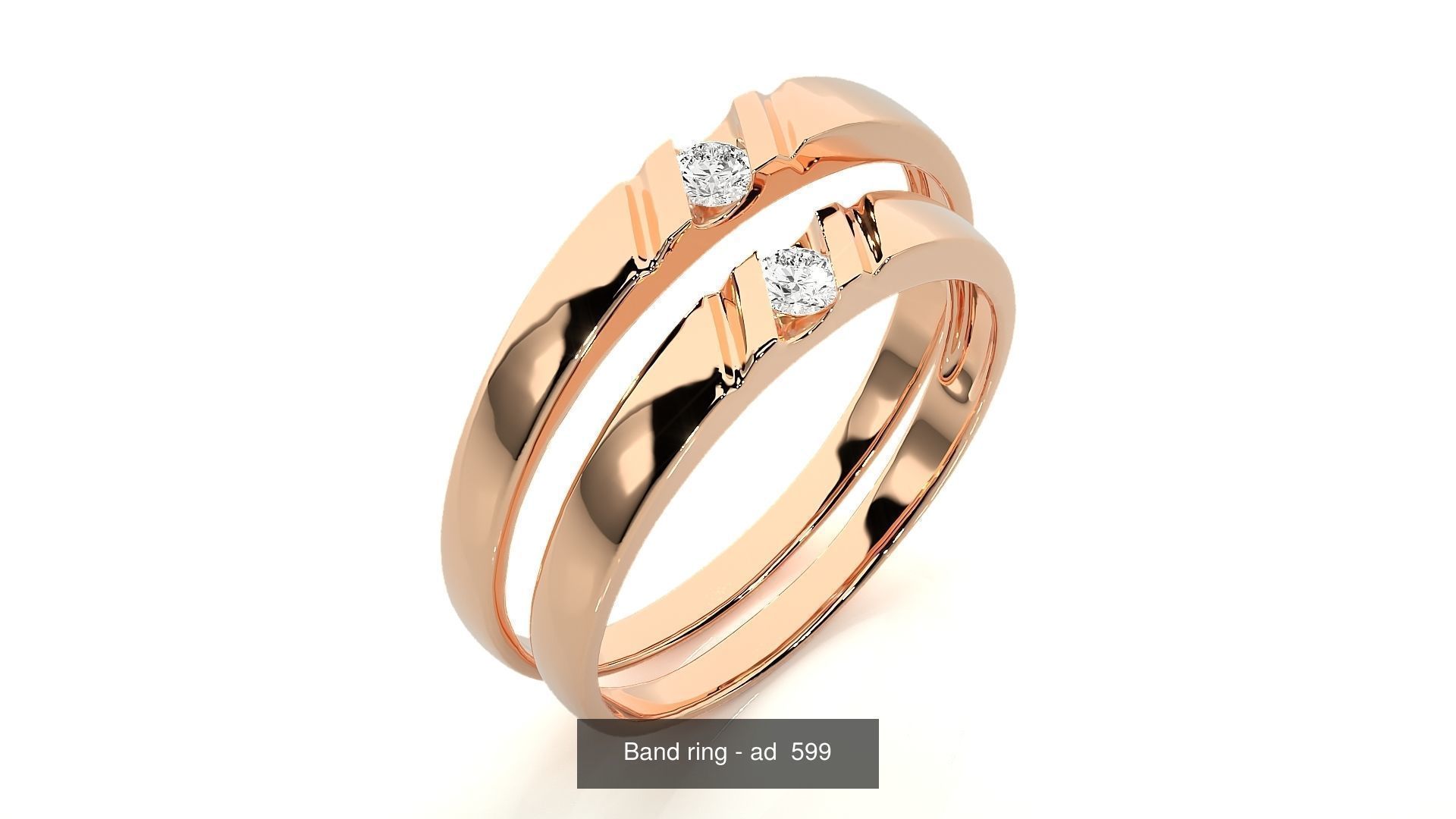 150 Solitaire Couple Bands Ring 3D Model Collection _155