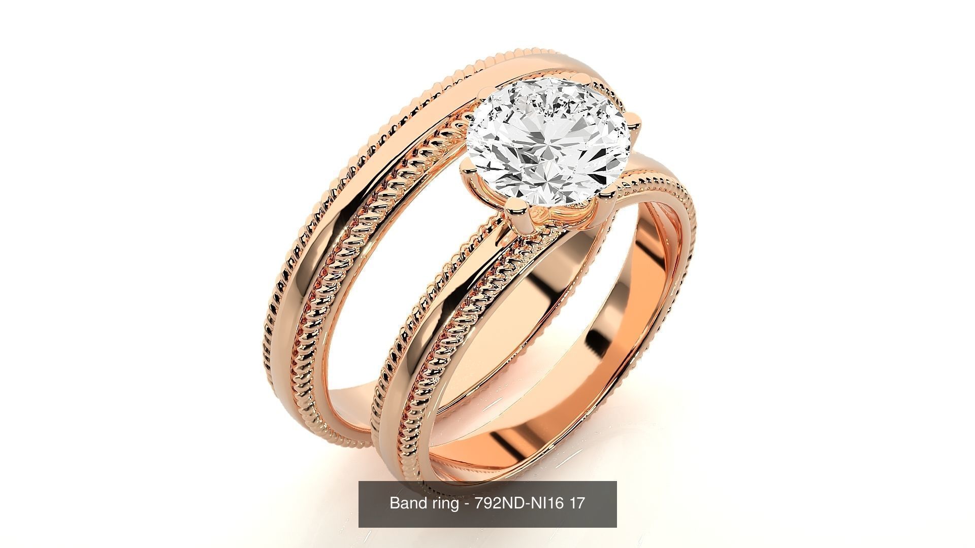 150 Solitaire Couple Bands Ring 3D Model Collection _29
