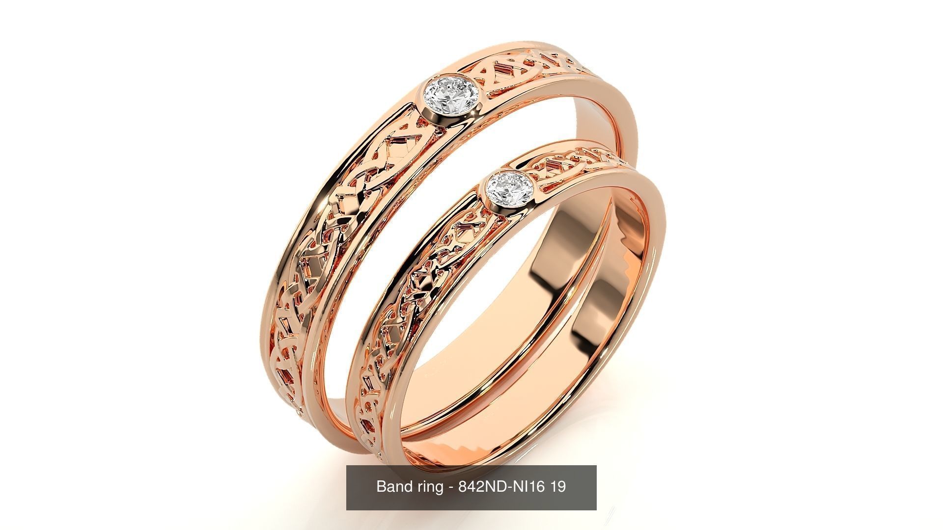 150 Solitaire Couple Bands Ring 3D Model Collection _74