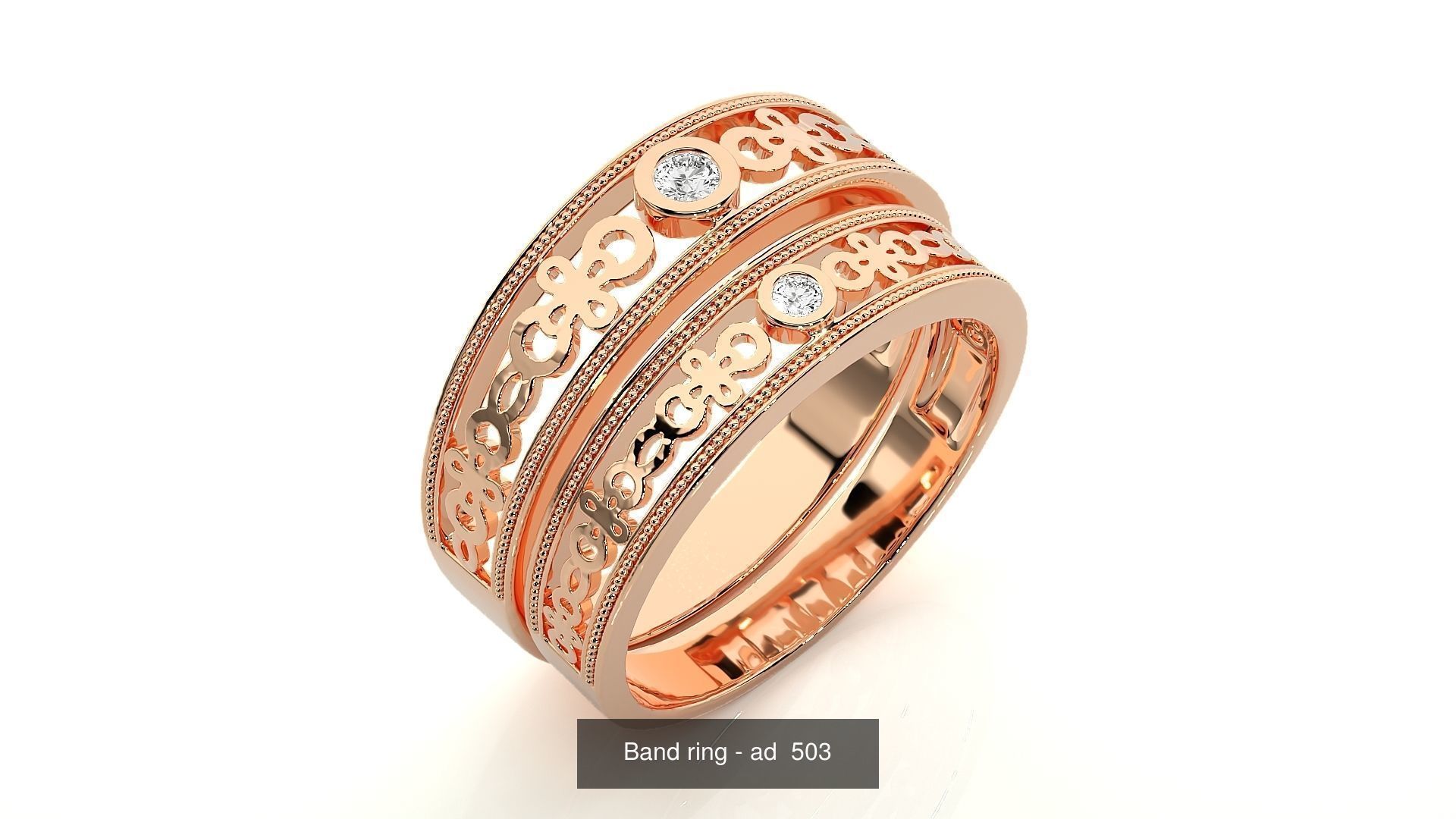 150 Solitaire Couple Bands Ring 3D Model Collection _176