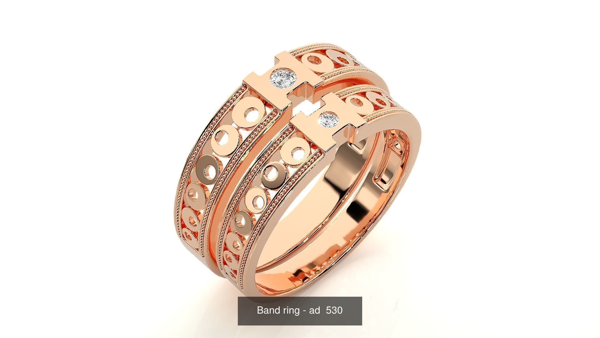 150 Solitaire Couple Bands Ring 3D Model Collection _166